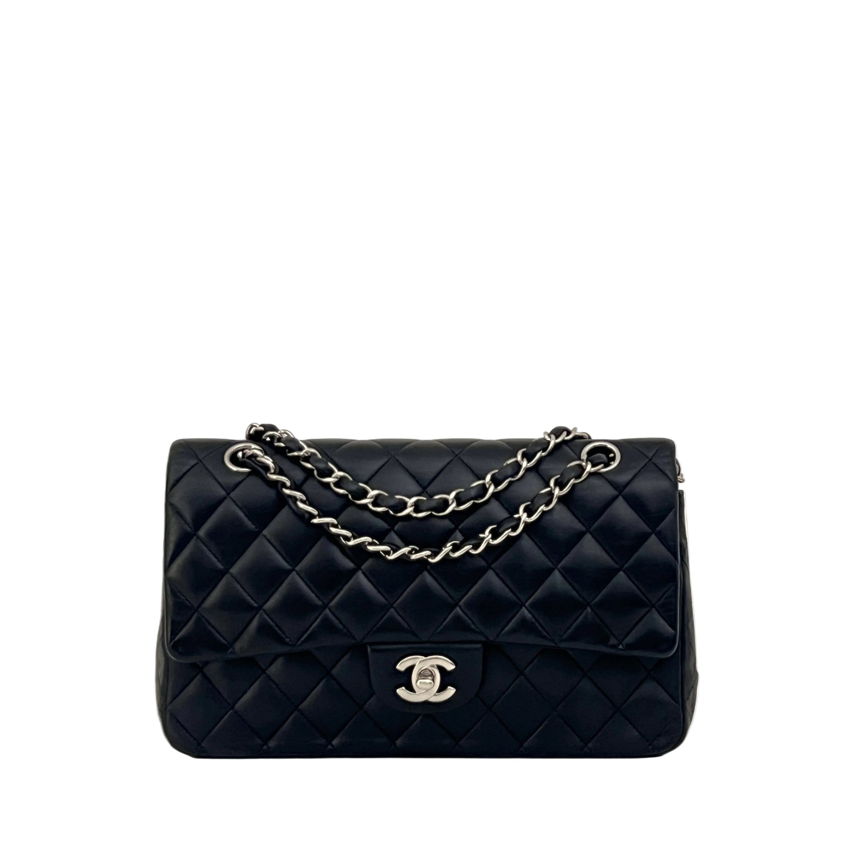 CHANEL Classic 11.12 Medium Shoulder Bag Black Lambskin 2009-2010