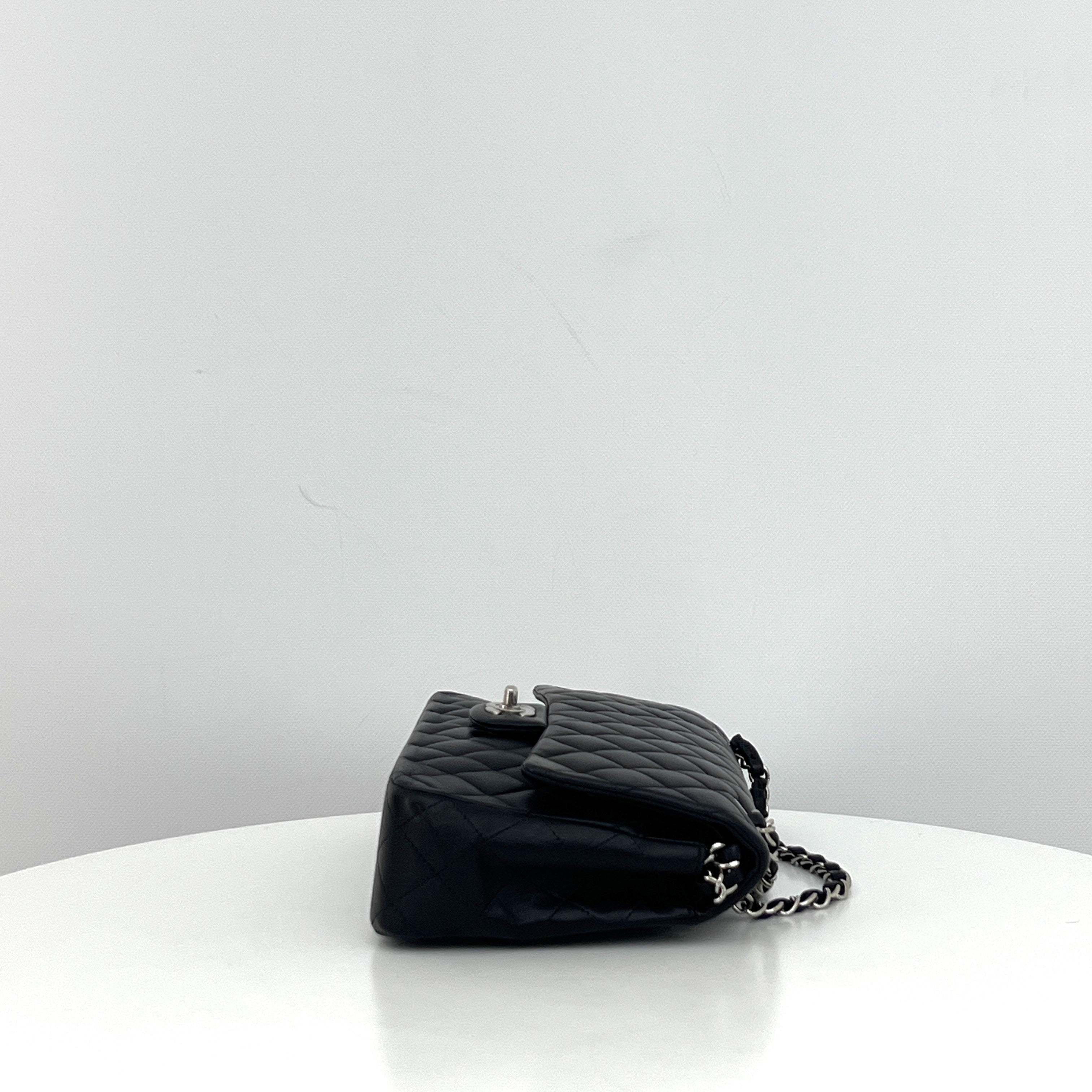 CHANEL Classic 11.12 Medium Shoulder Bag Black Lambskin 2009-2010