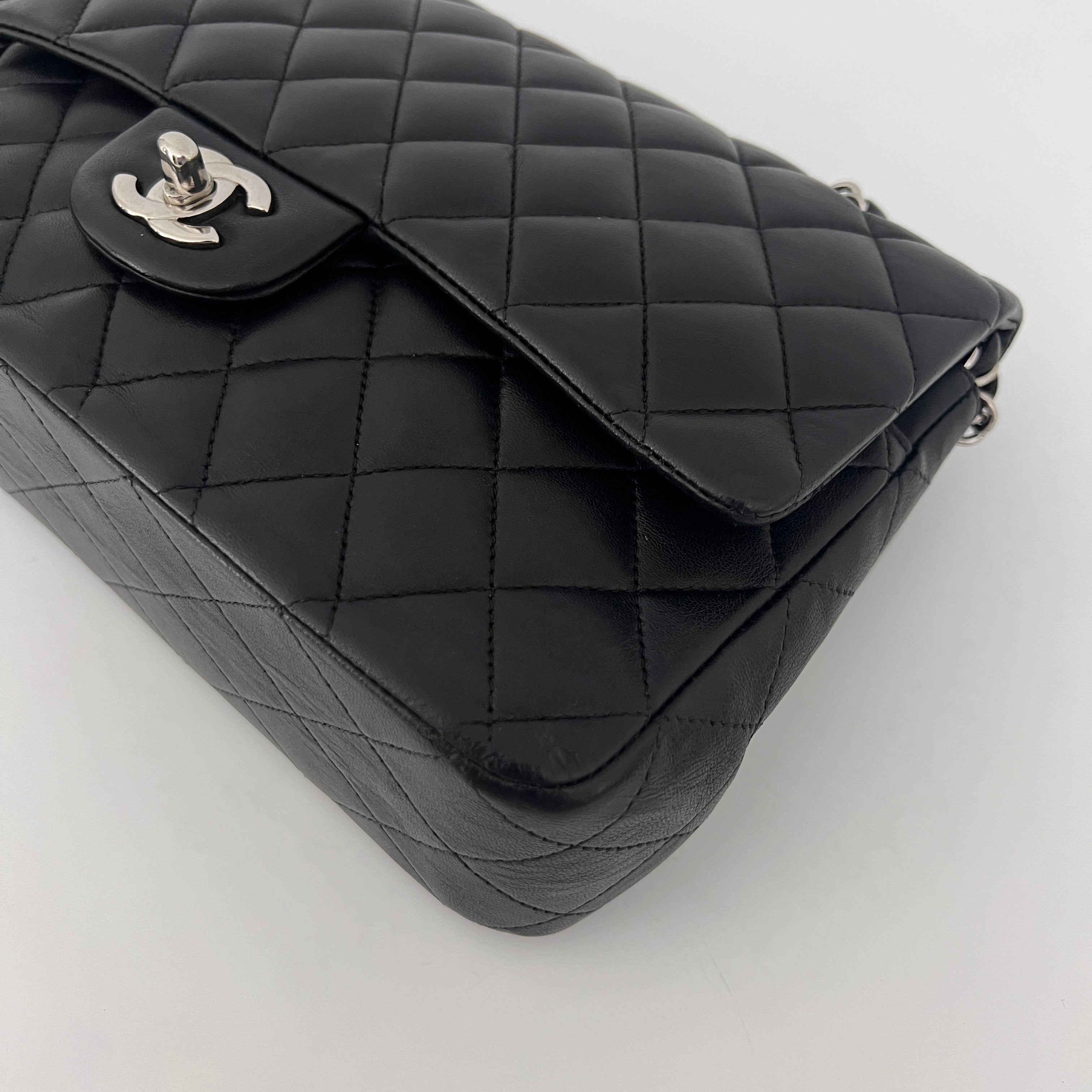CHANEL Classic 11.12 Medium Shoulder Bag Black Lambskin 2009-2010
