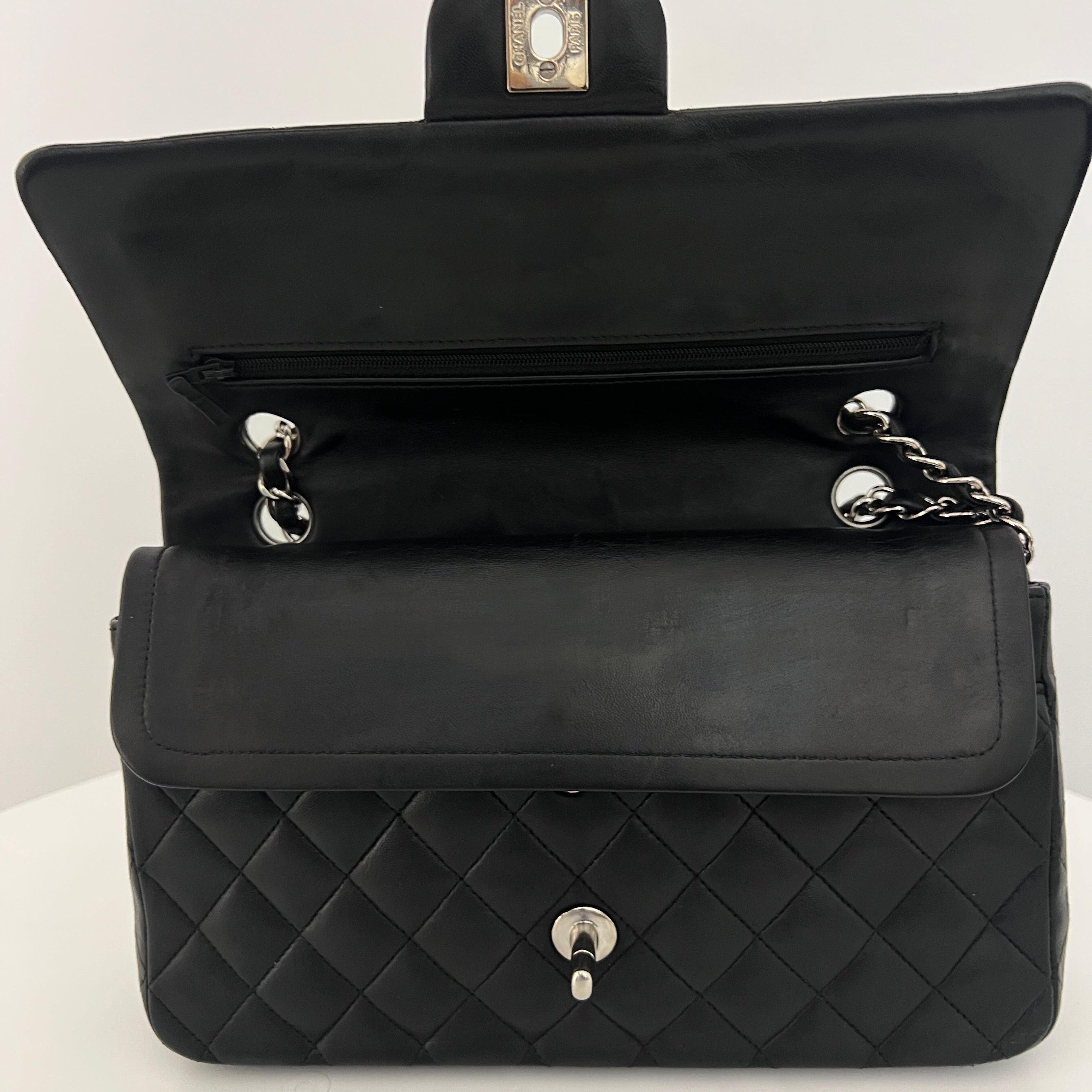 CHANEL Classic 11.12 Medium Shoulder Bag Black Lambskin 2009-2010
