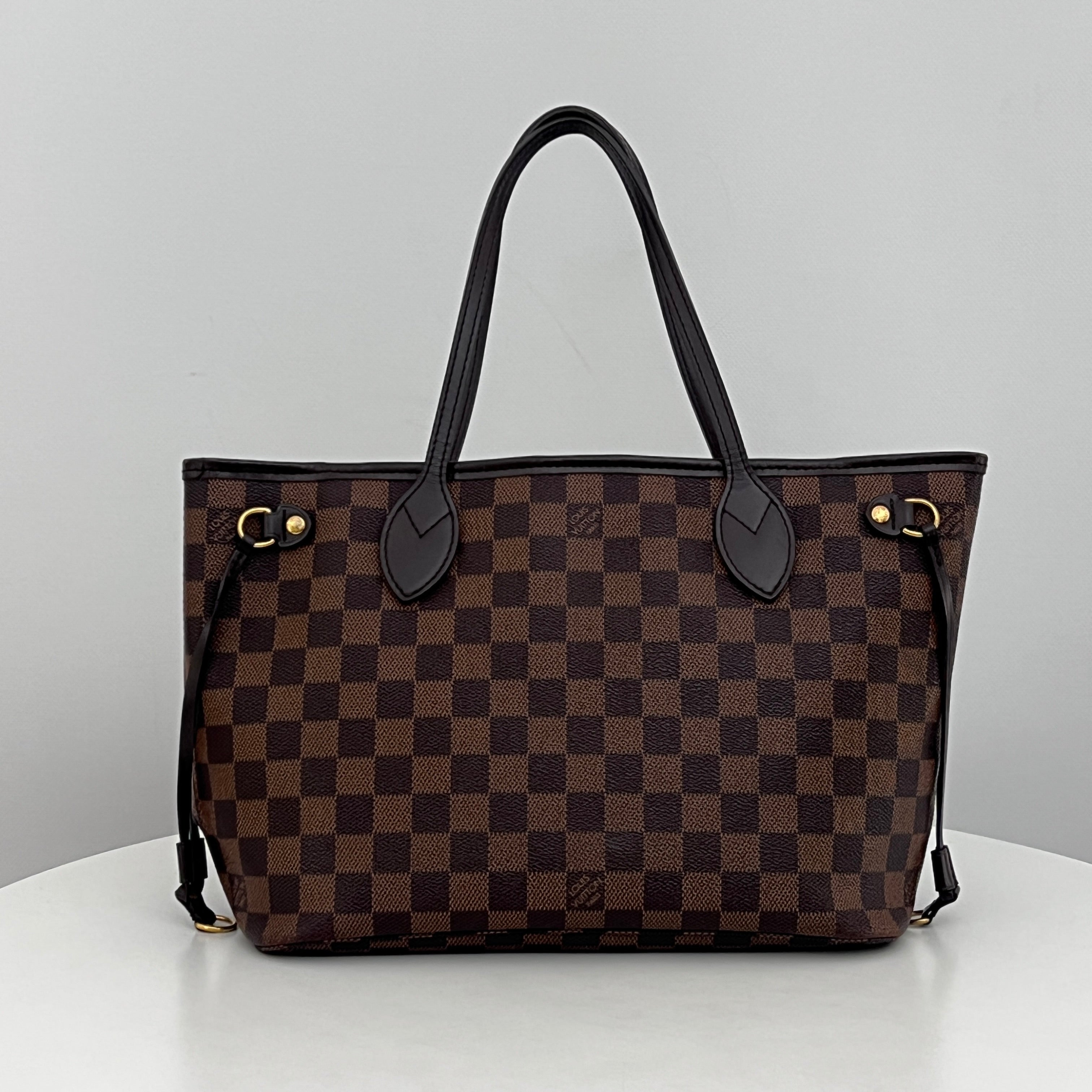 LOUIS VUITTON Neverfull PM canvas and brown leather bag 2014