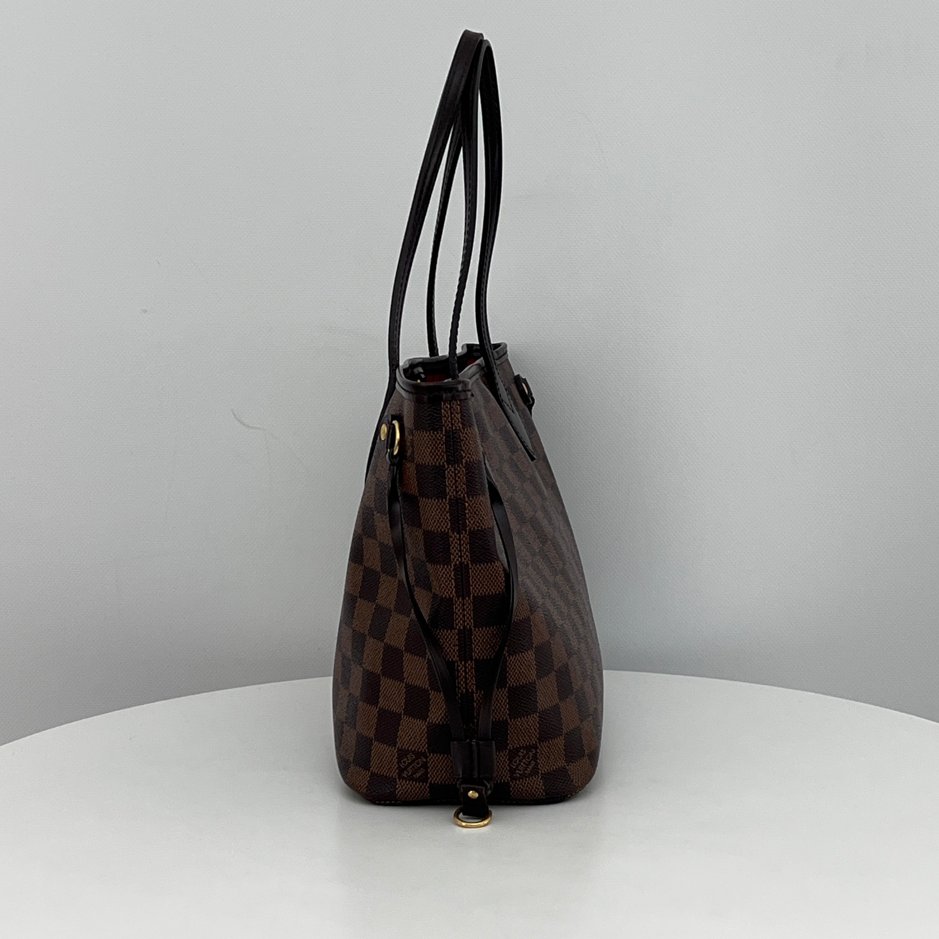 LOUIS VUITTON Neverfull PM canvas and brown leather bag 2014