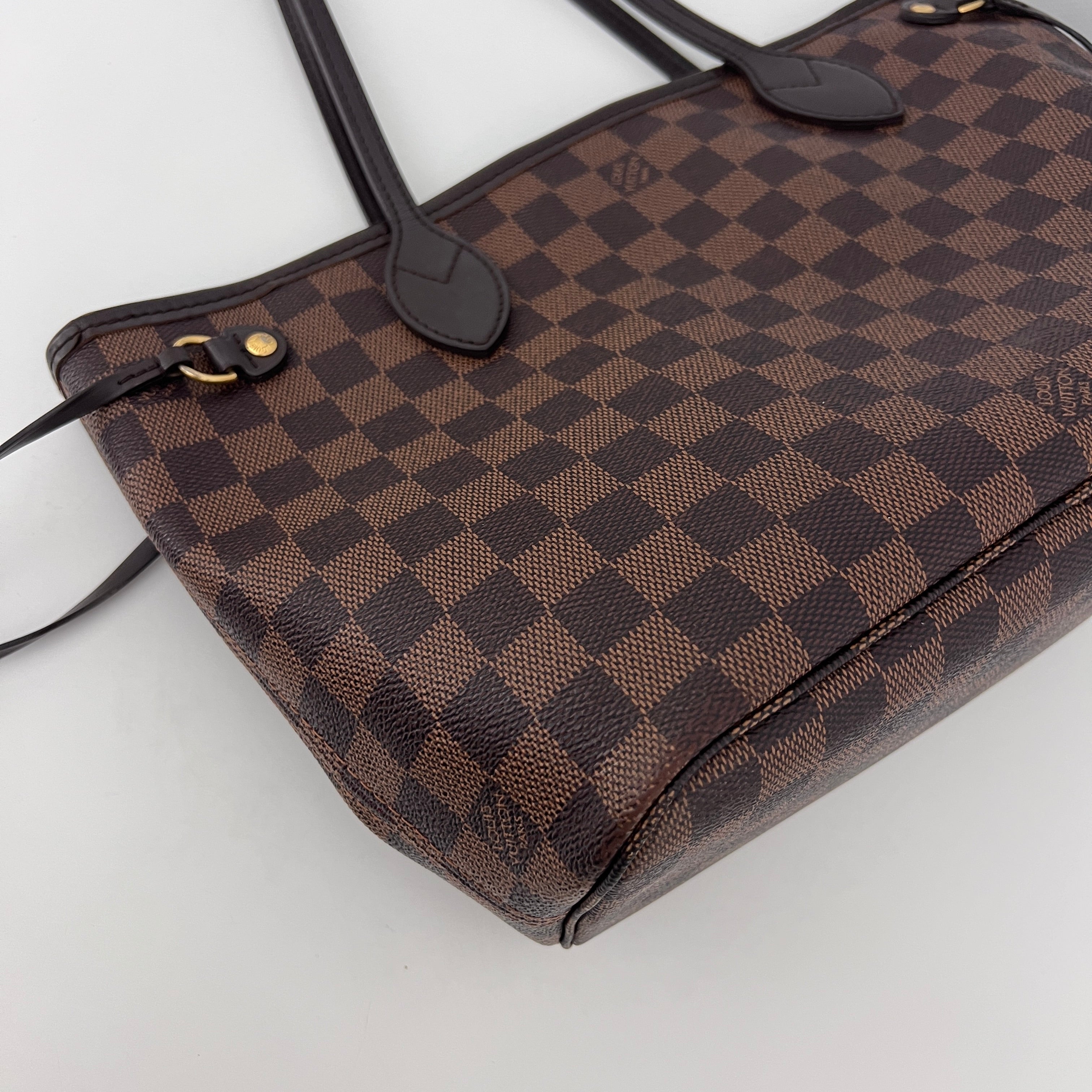LOUIS VUITTON Neverfull PM canvas and brown leather bag 2014