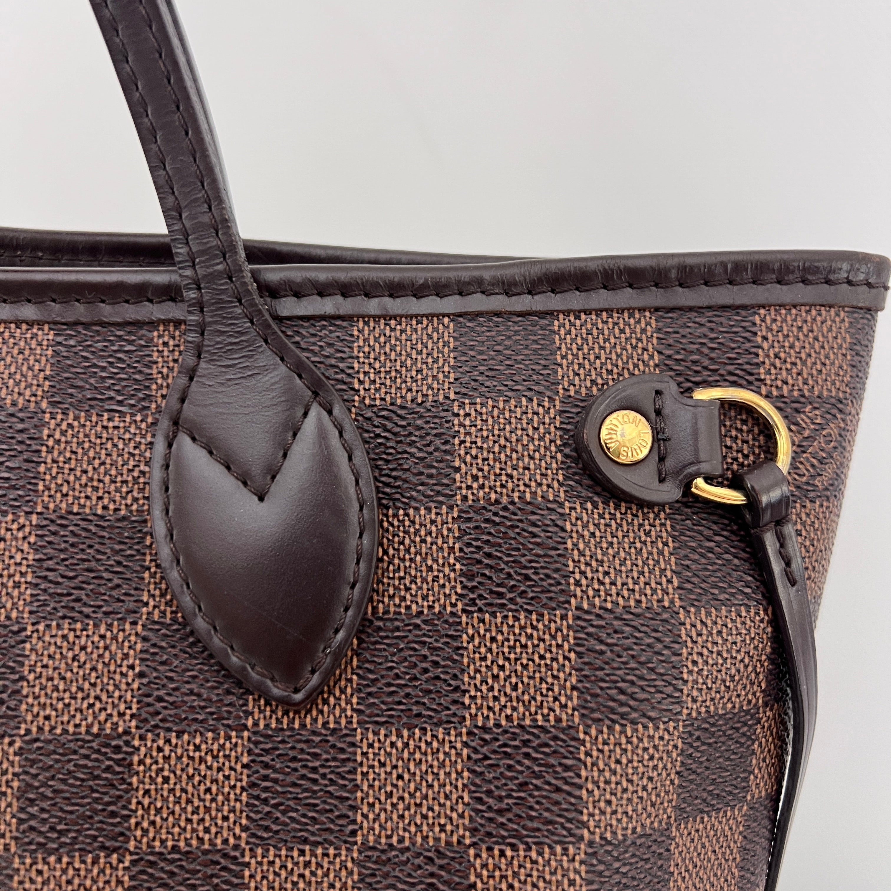 LOUIS VUITTON Neverfull PM canvas and brown leather bag 2014