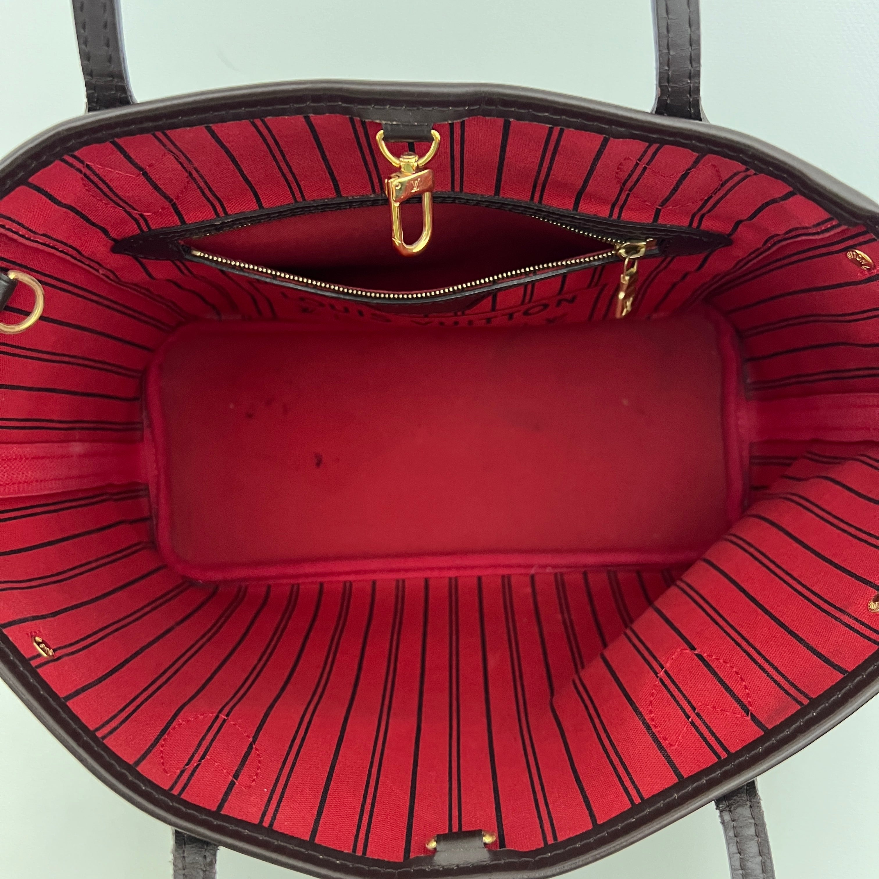 LOUIS VUITTON Neverfull PM canvas and brown leather bag 2014