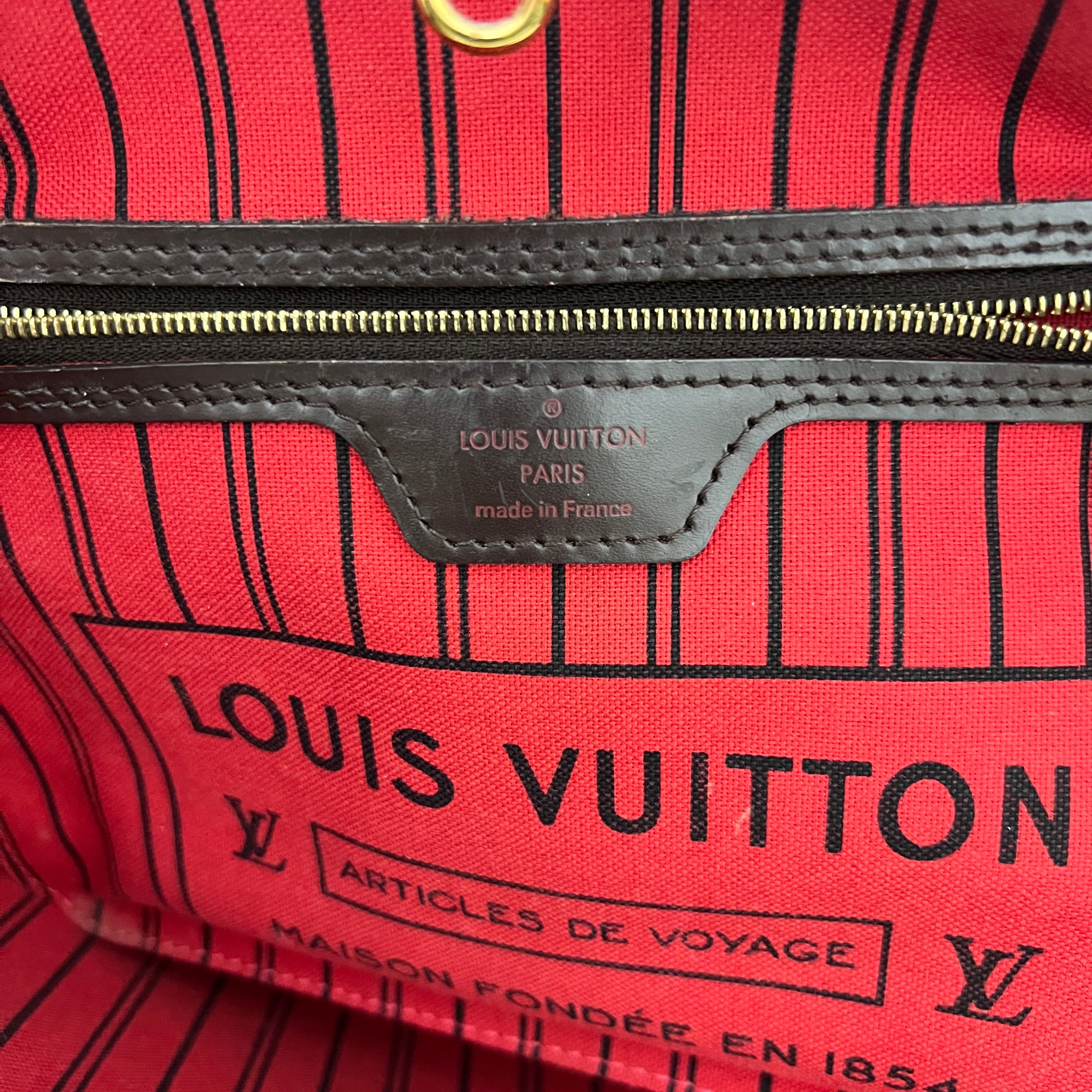LOUIS VUITTON Neverfull PM canvas and brown leather bag 2014