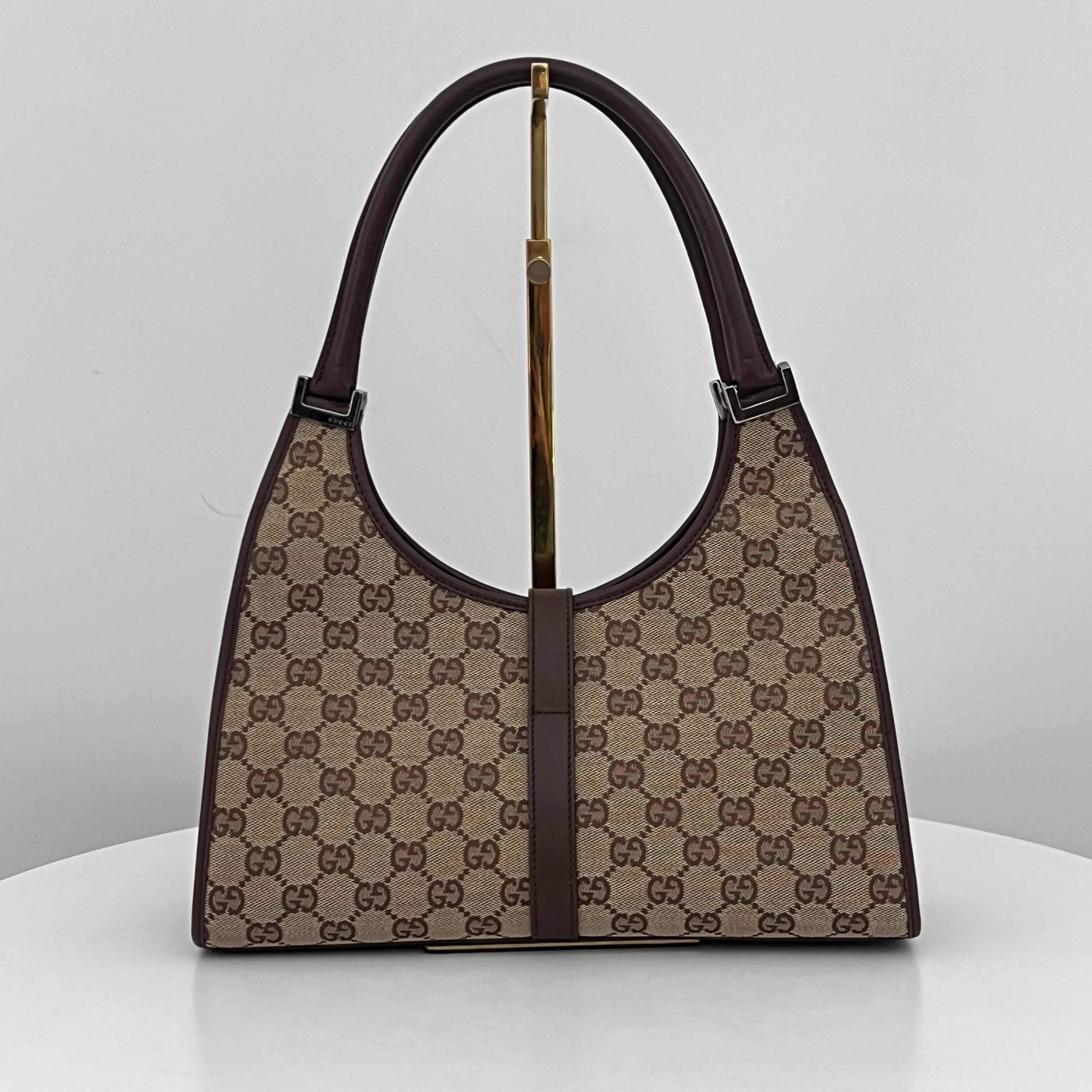GUCCI Jackie brown canvas and leather bag