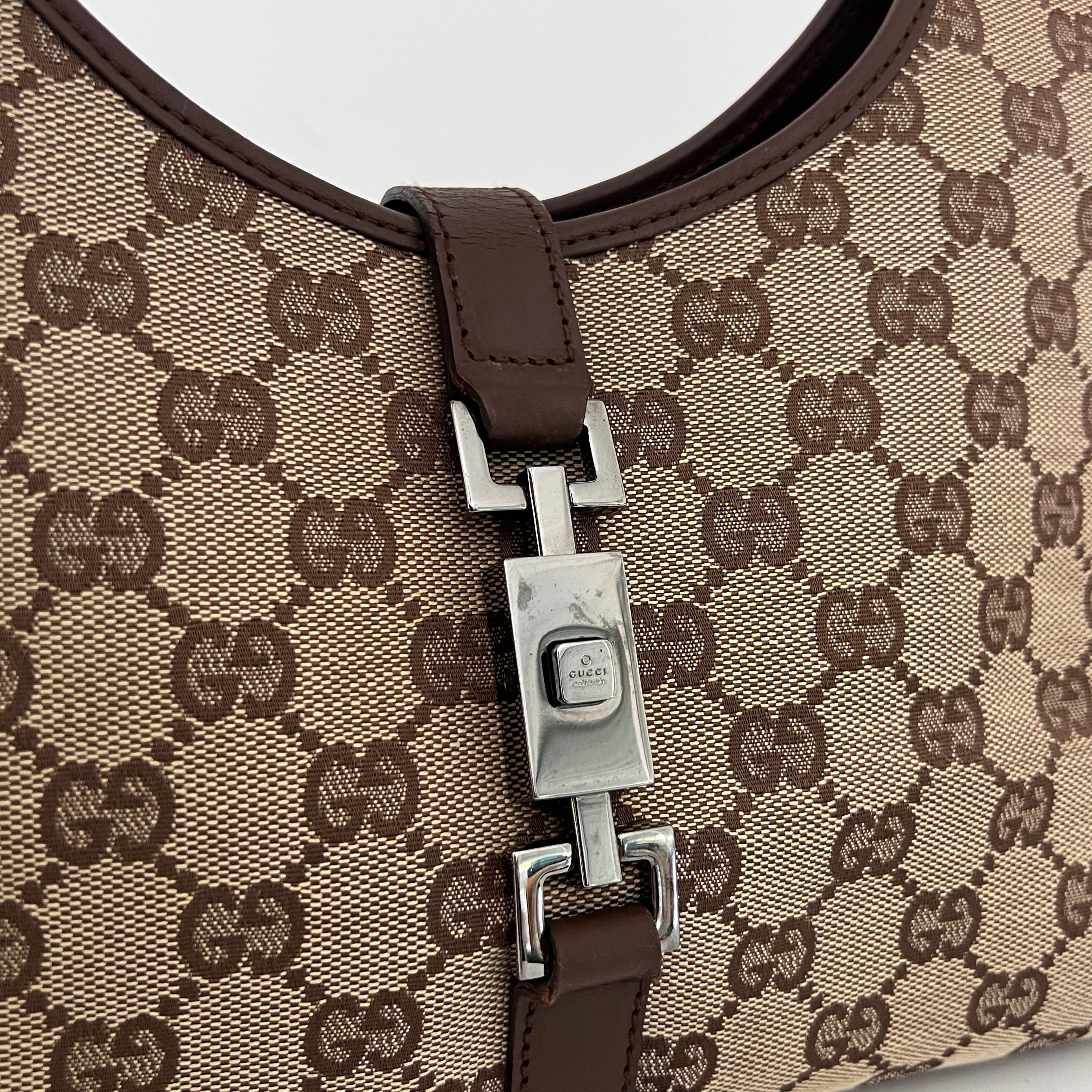 GUCCI Jackie brown canvas and leather bag