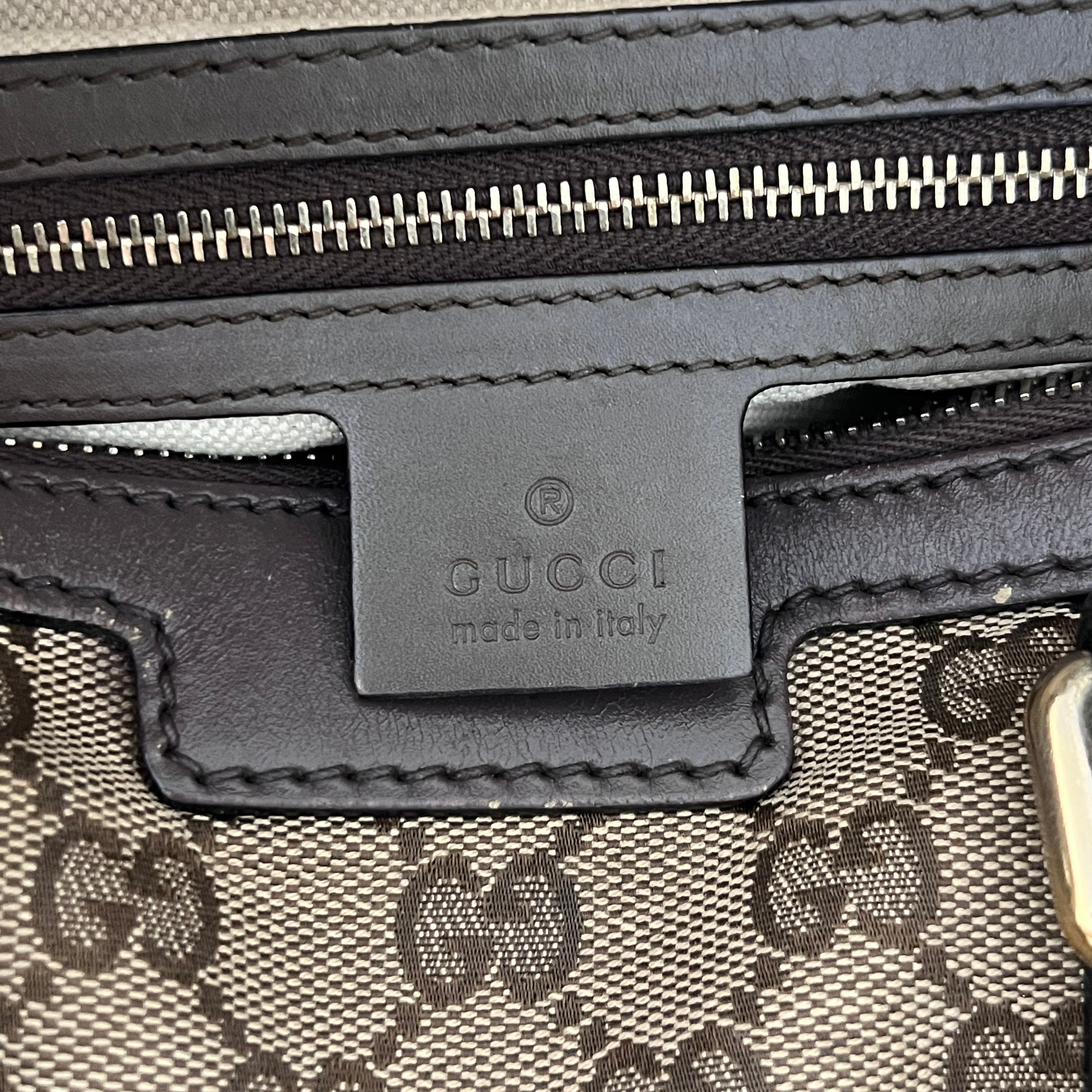 GUCCI Boston Brown Canvas and Leather Bag