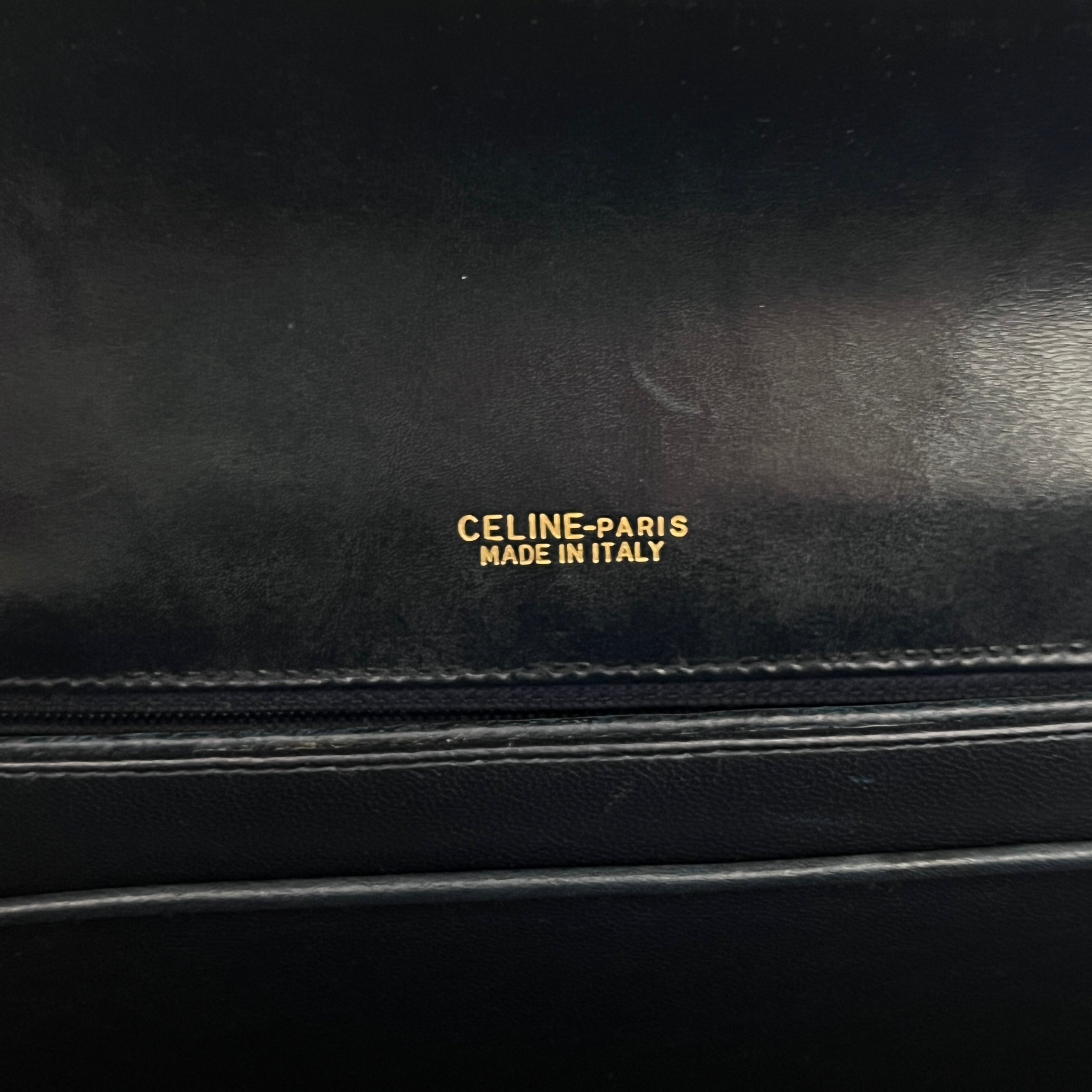 Bag CELINE Triomphe Macadam canvas and navy leather