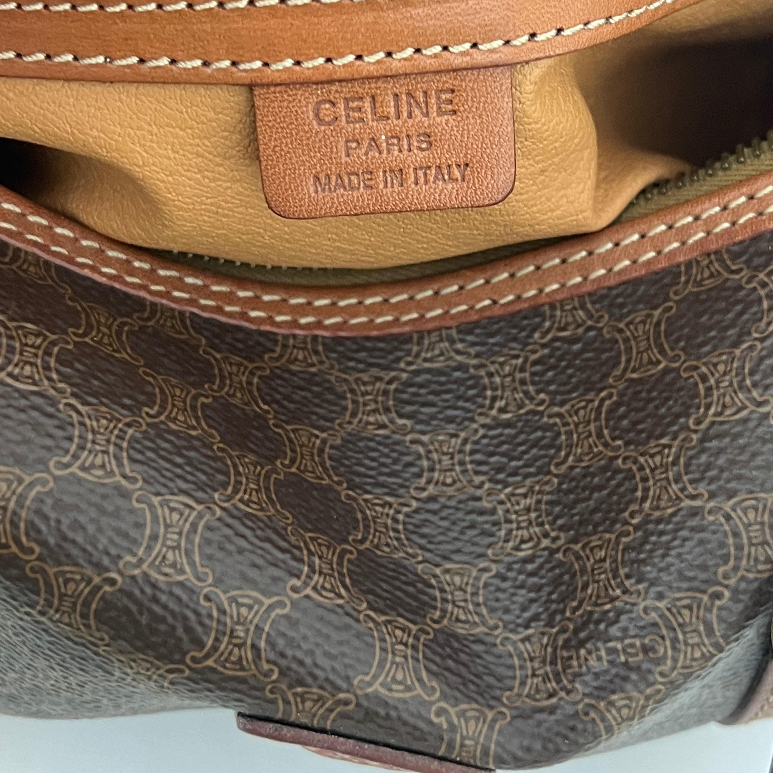 CELINE Papillon bag in brown canvas and leather
