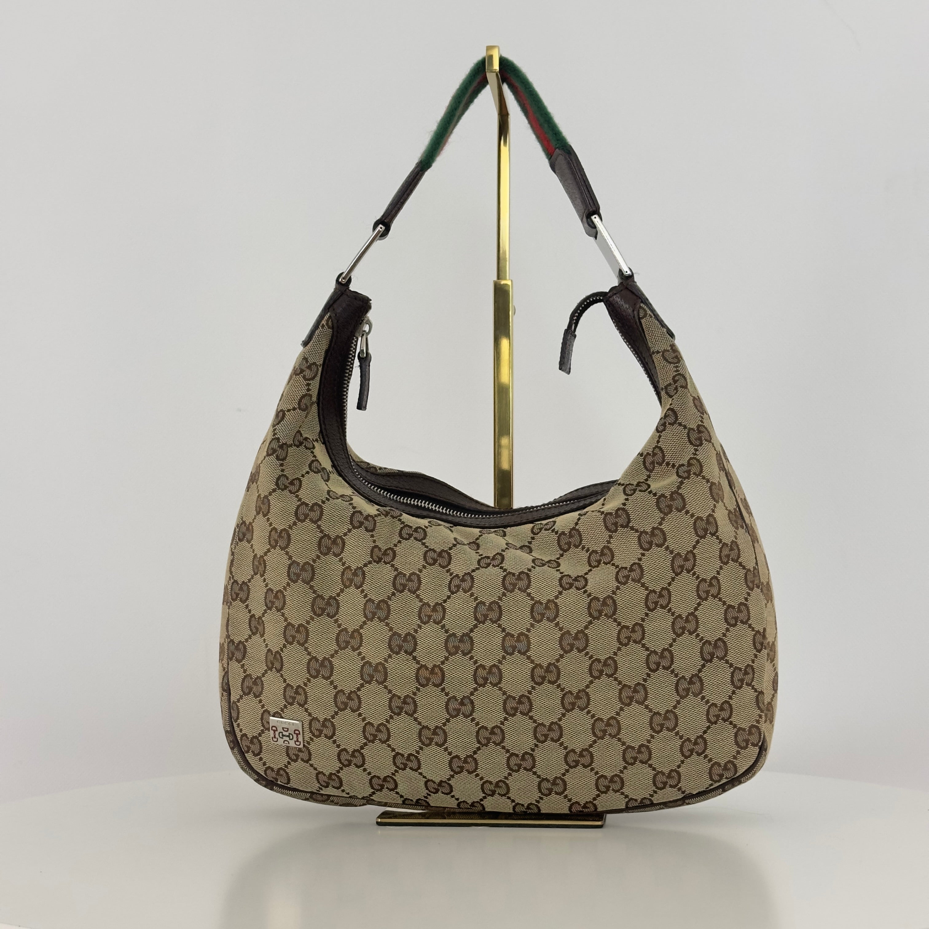 Sac à main GUCCI Hobo toile et cuir marron