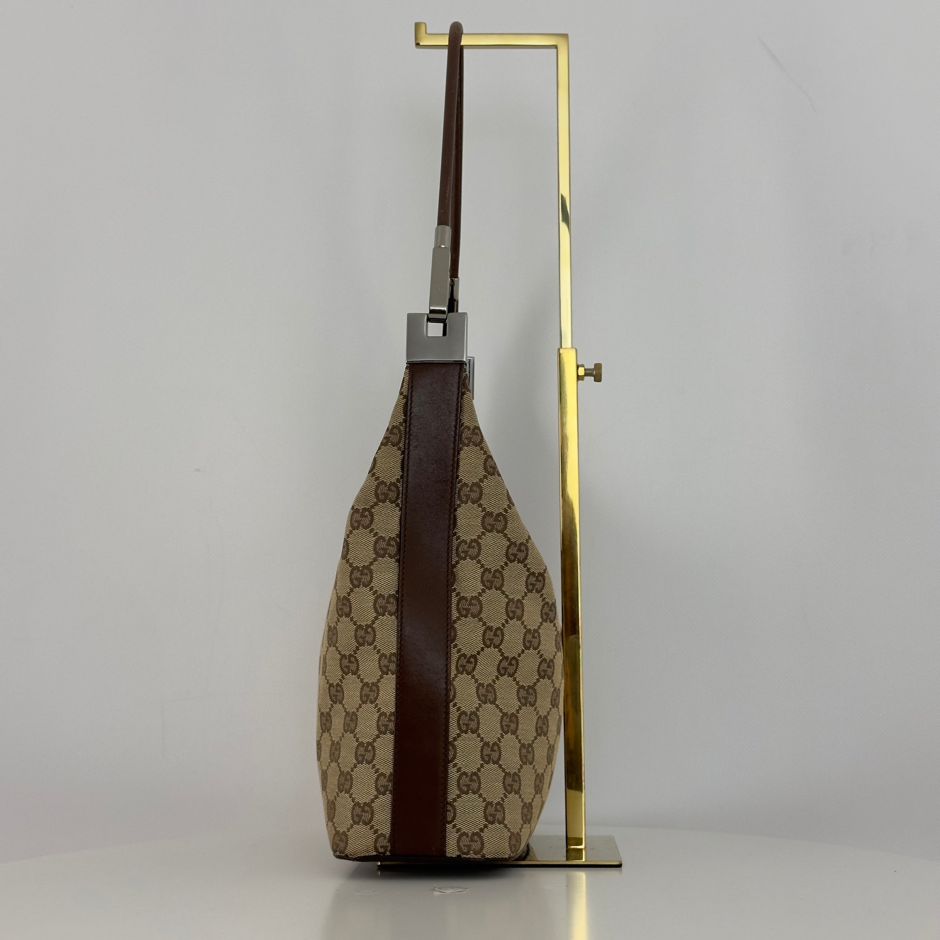 Sac à main GUCCI Hobo GG toile et cuir marron
