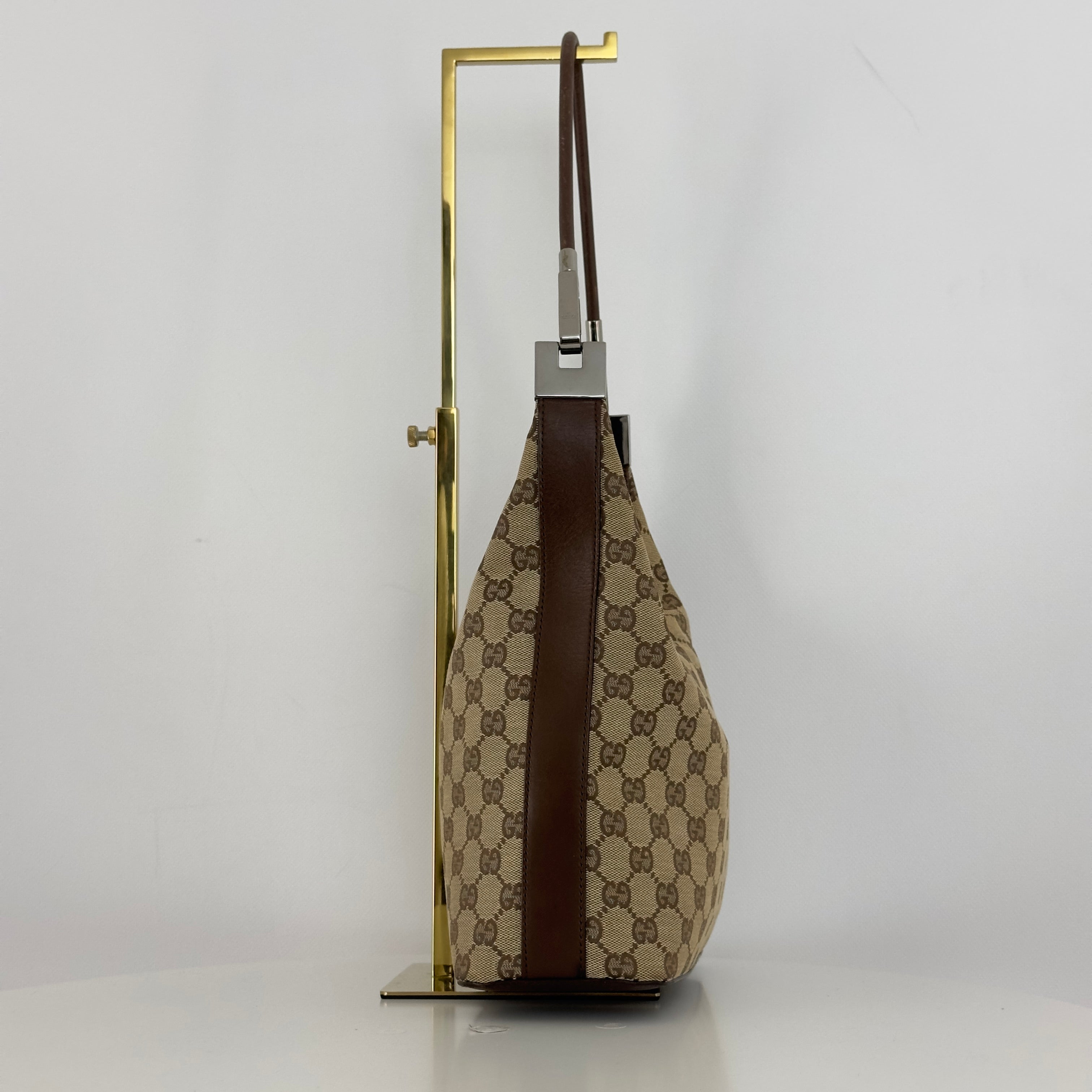 Sac à main GUCCI Hobo GG toile et cuir marron