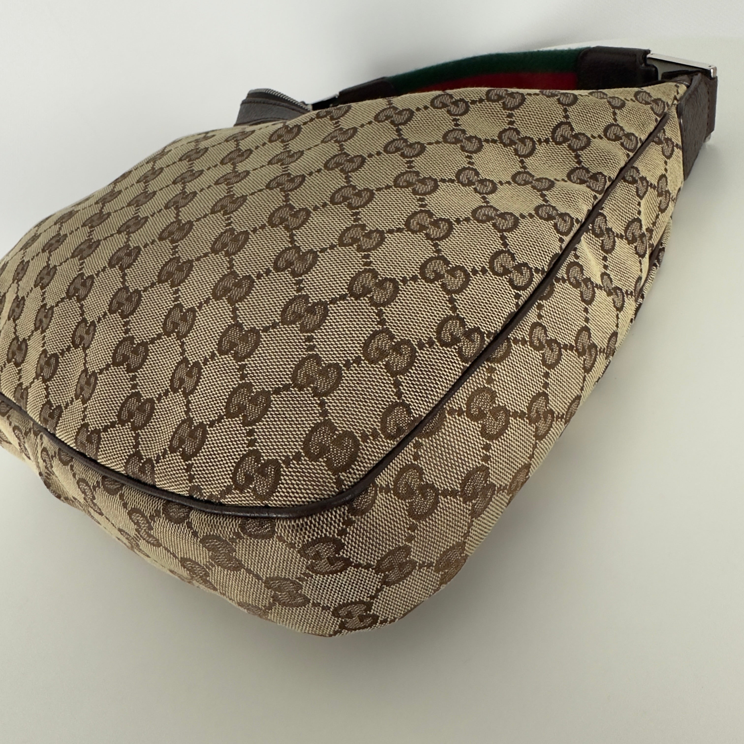 Sac à main GUCCI Hobo toile et cuir marron