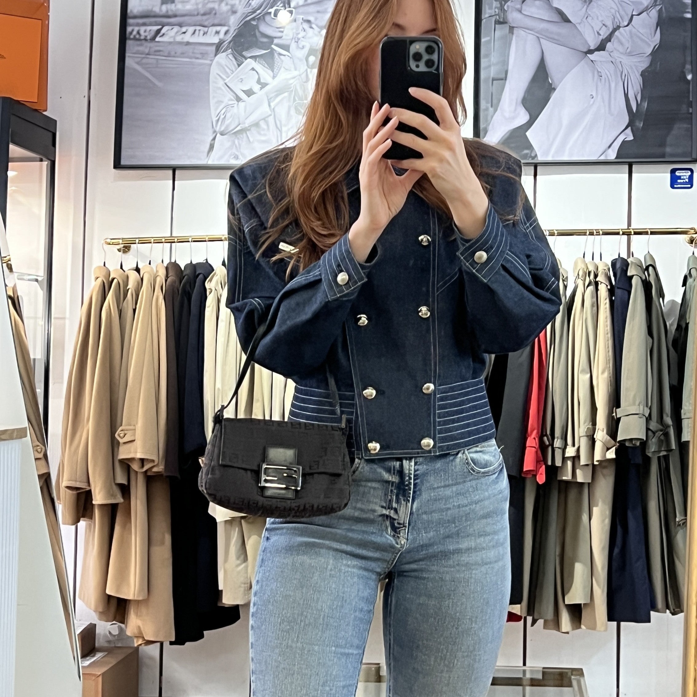 Sac FENDI Mini Mamma toile et cuir marron