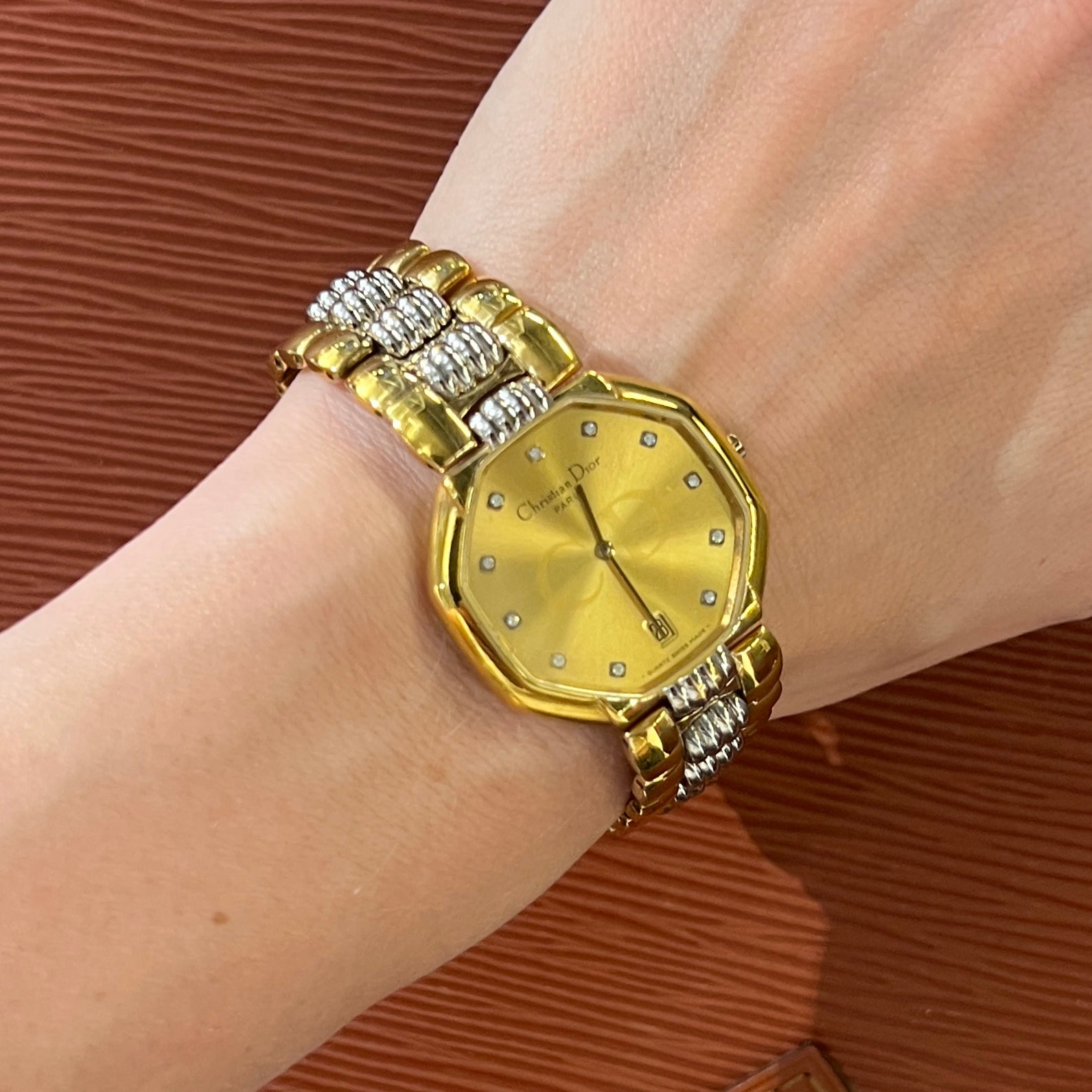 Montre DIOR Octagon plaqué or doré