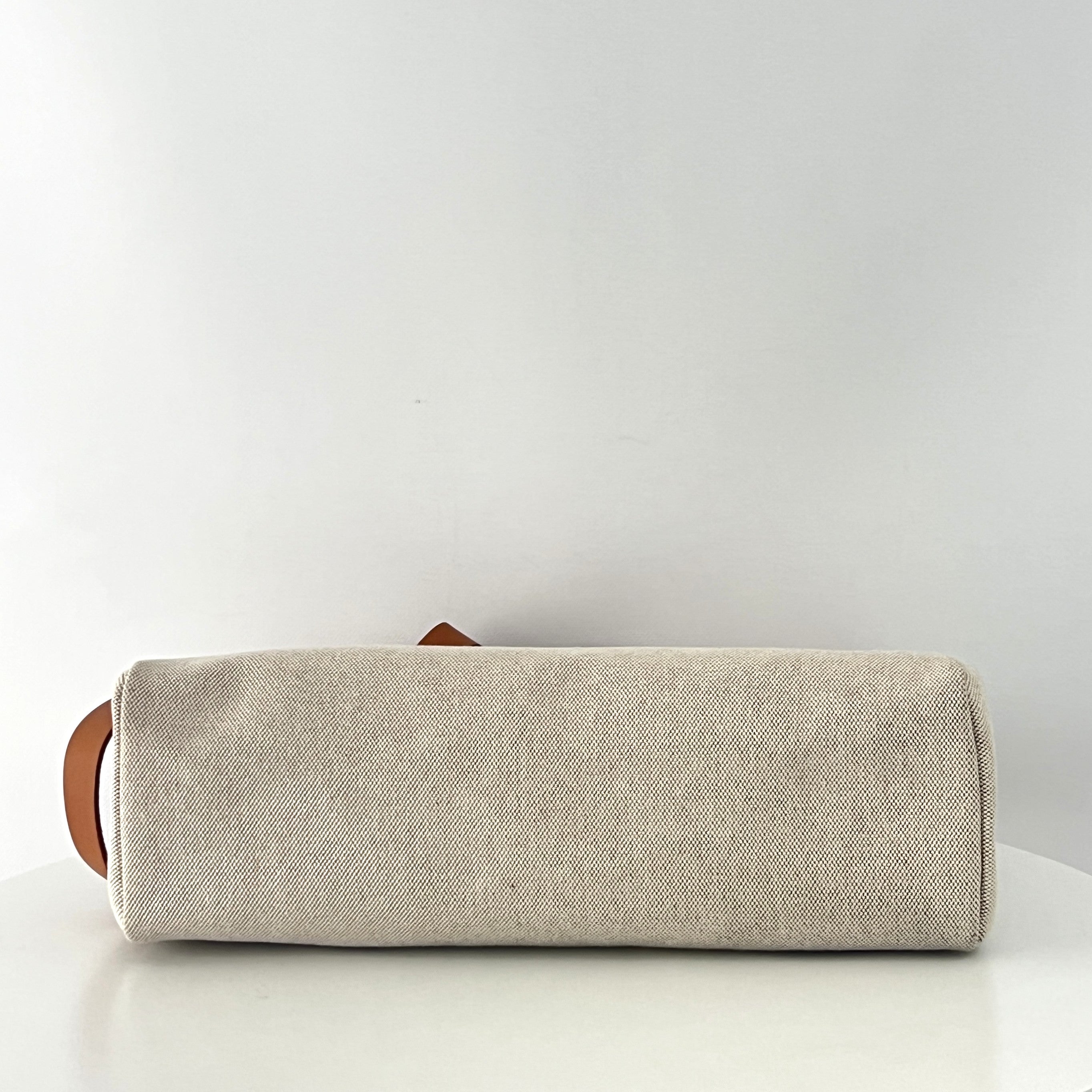 Sac à main HERMÈS Herbag 39 toile et cuir marron