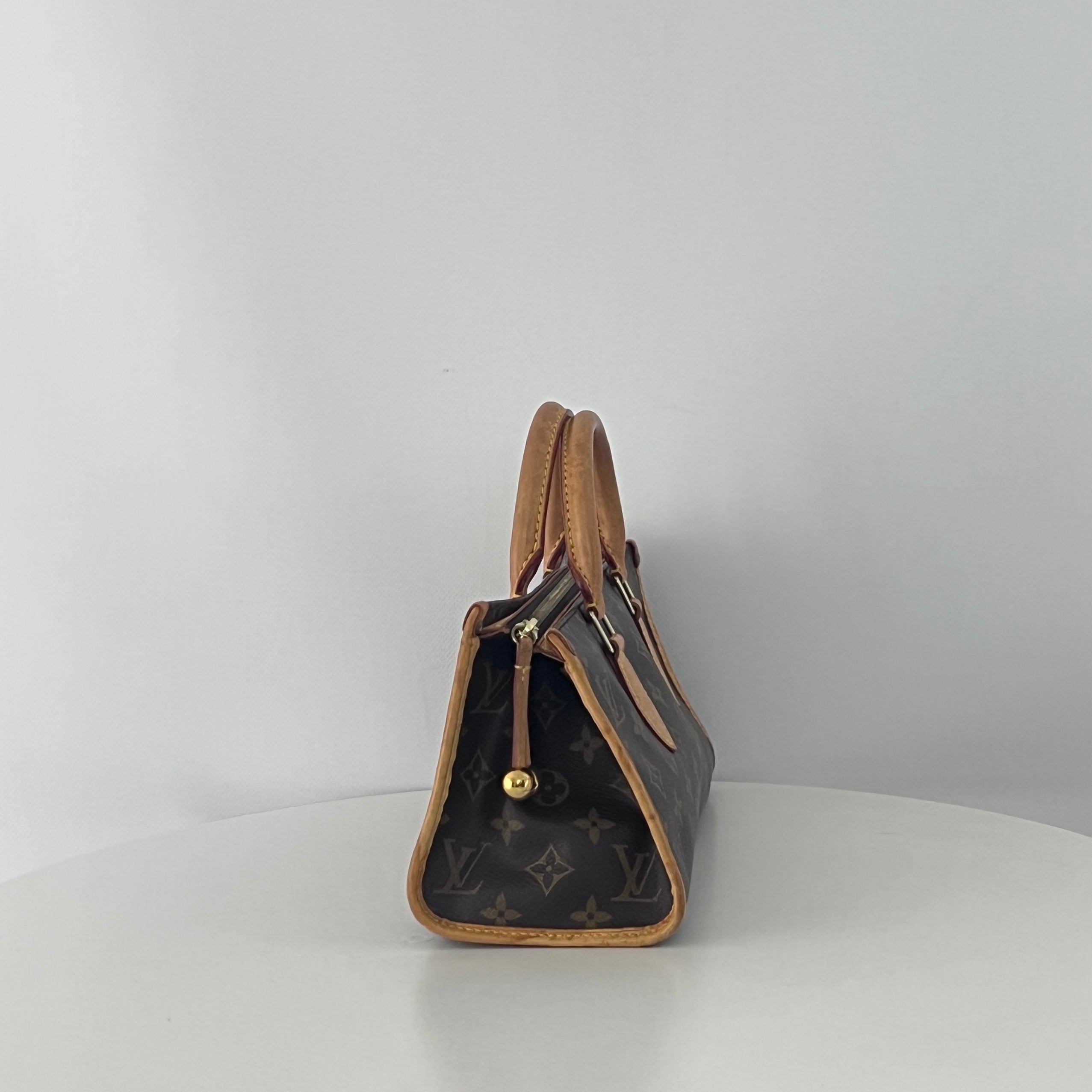 Sac à main LOUIS VUITTON Popincourt toile et cuir marron
