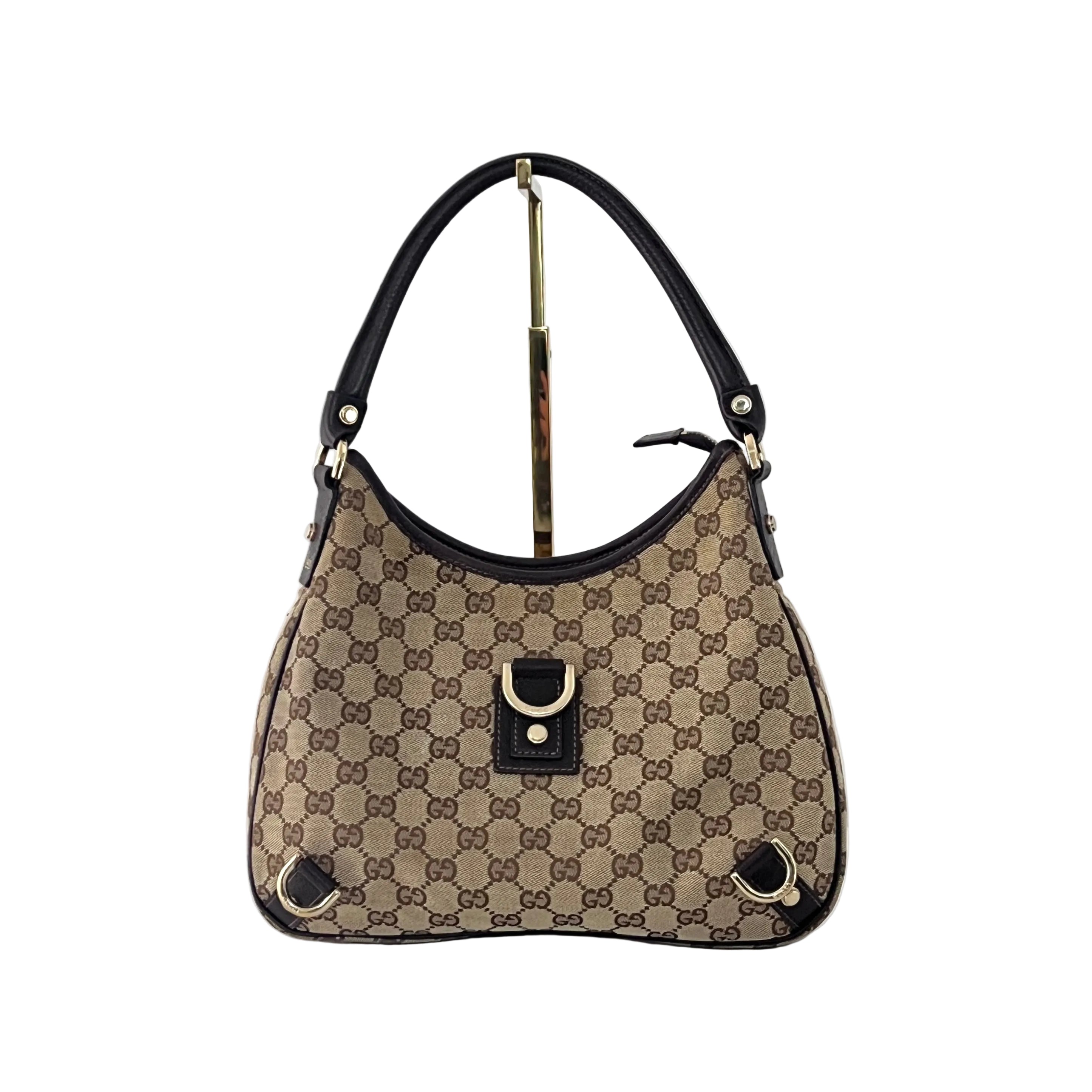 Sac à main GUCCI Hobo Abbey toile et cuir marron