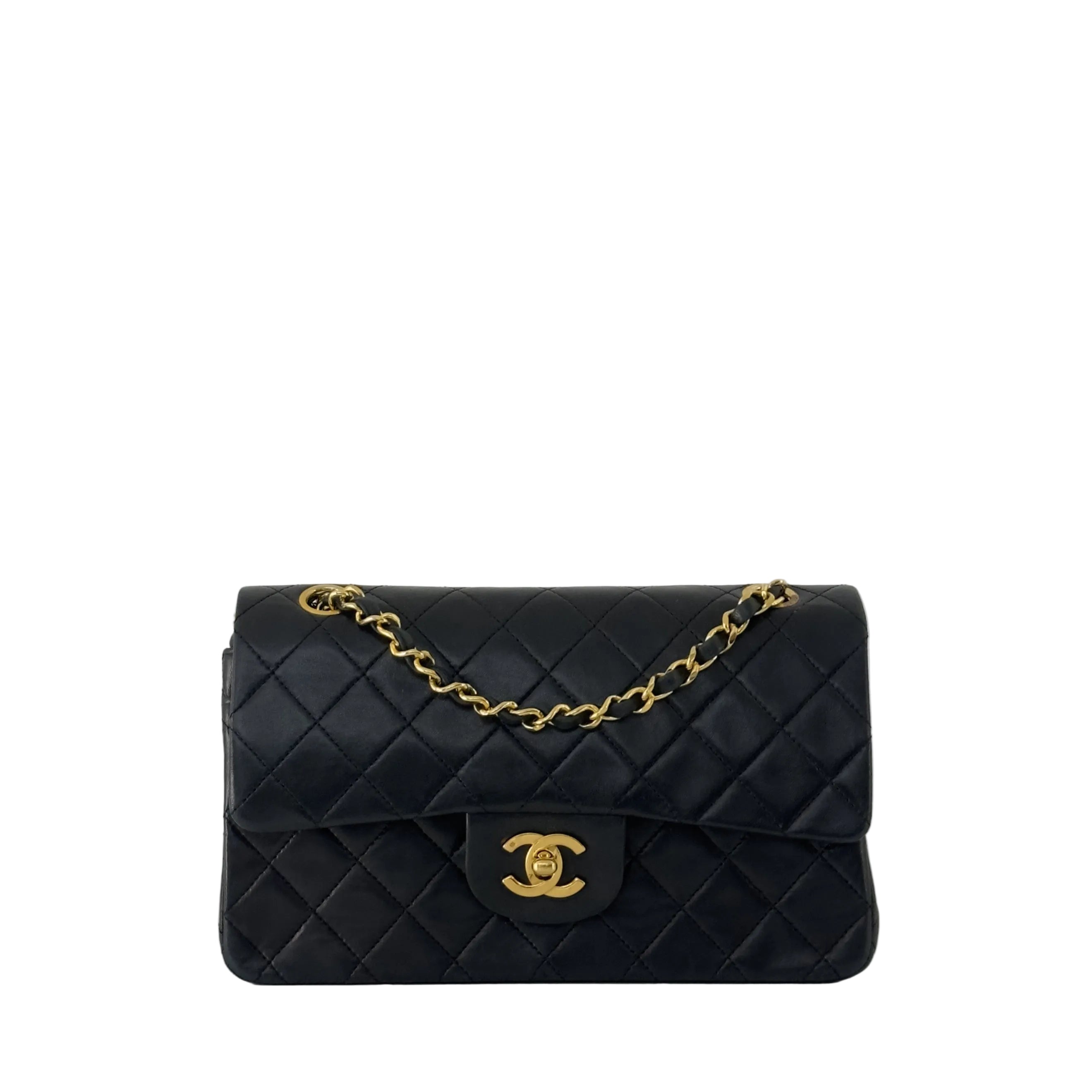 Sac à main CHANEL Timeless Classique Small Double Flap cuir d'agneau noir