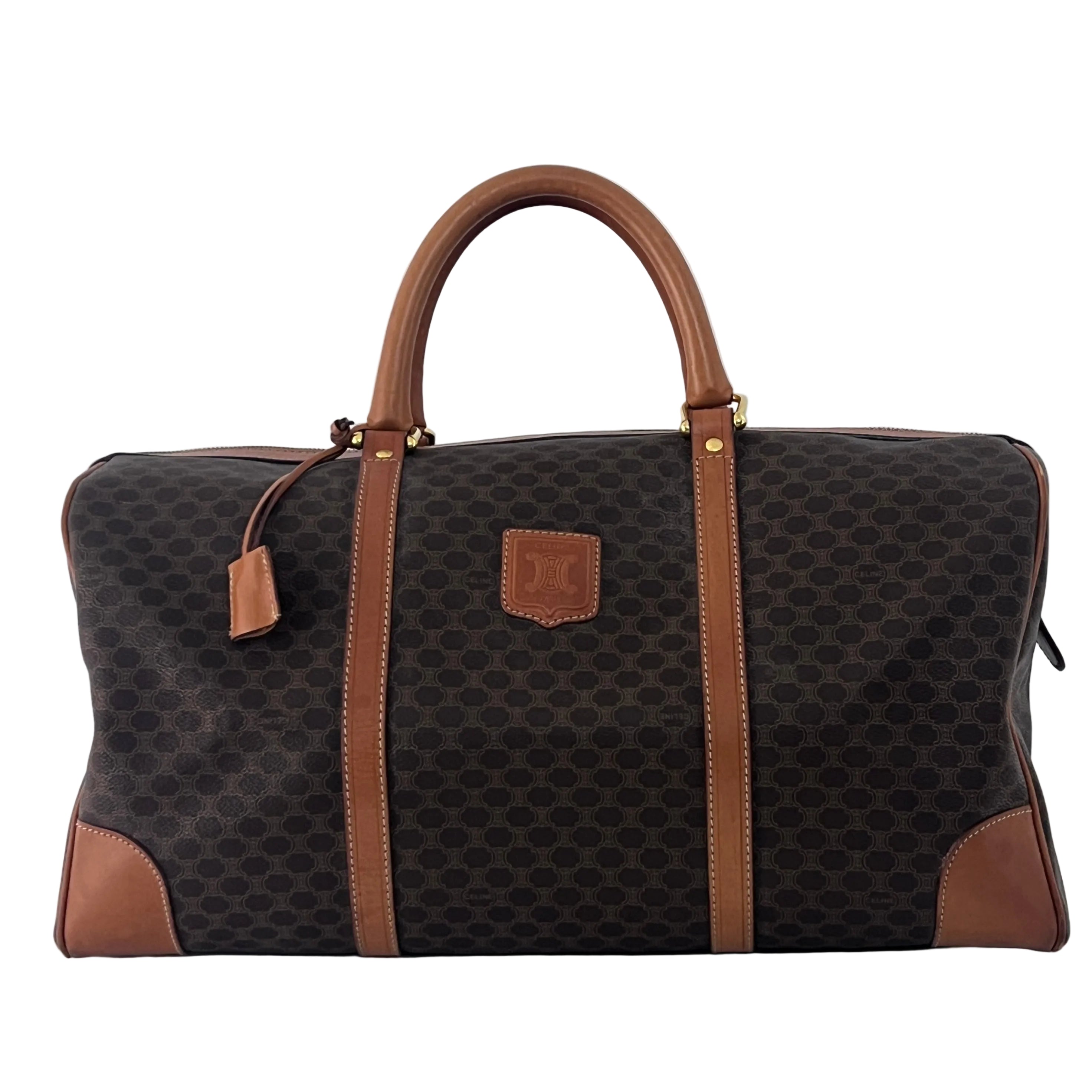 Sac à main CELINE Boston 45 toile et cuir marron