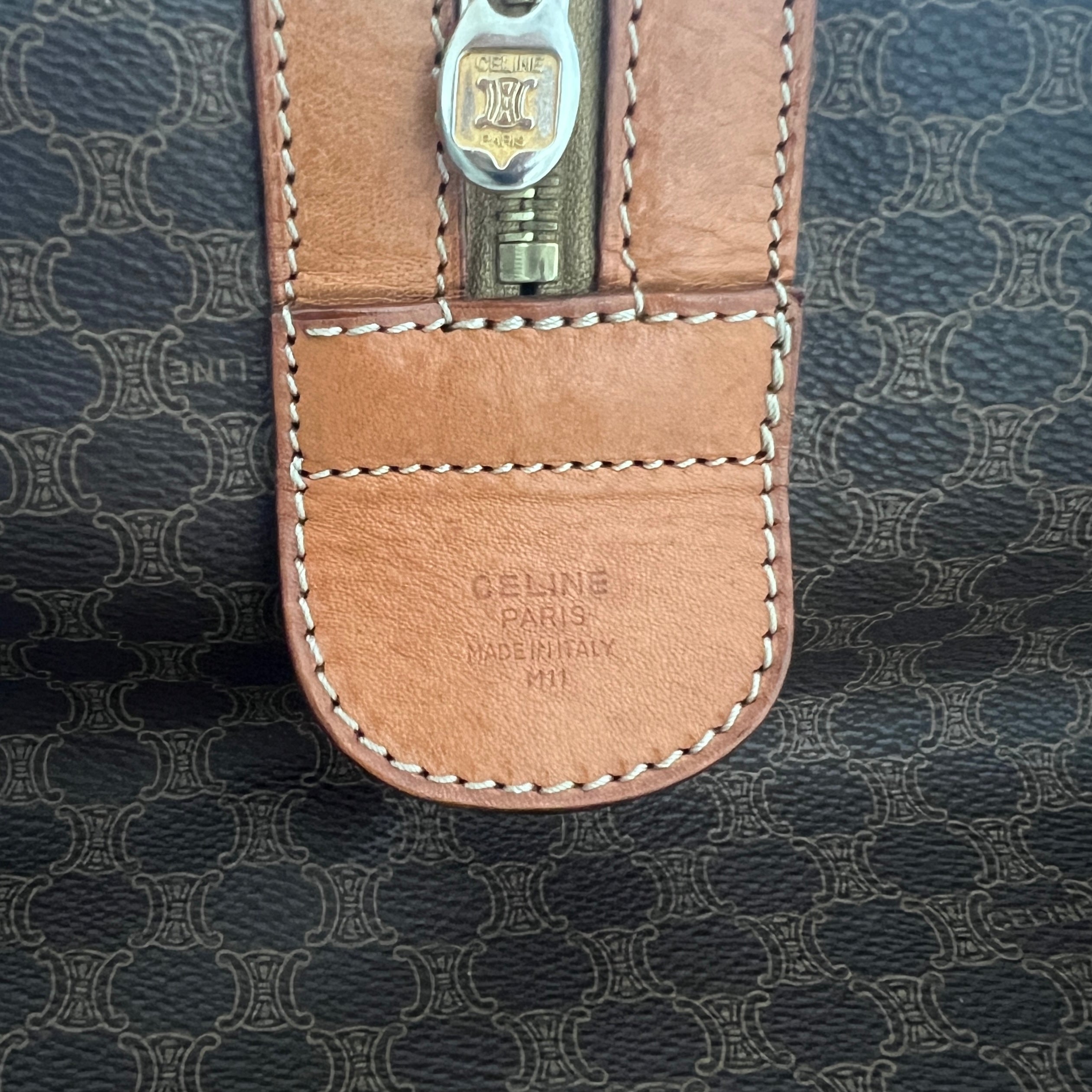 Sac à main CELINE Boston 45 toile et cuir marron