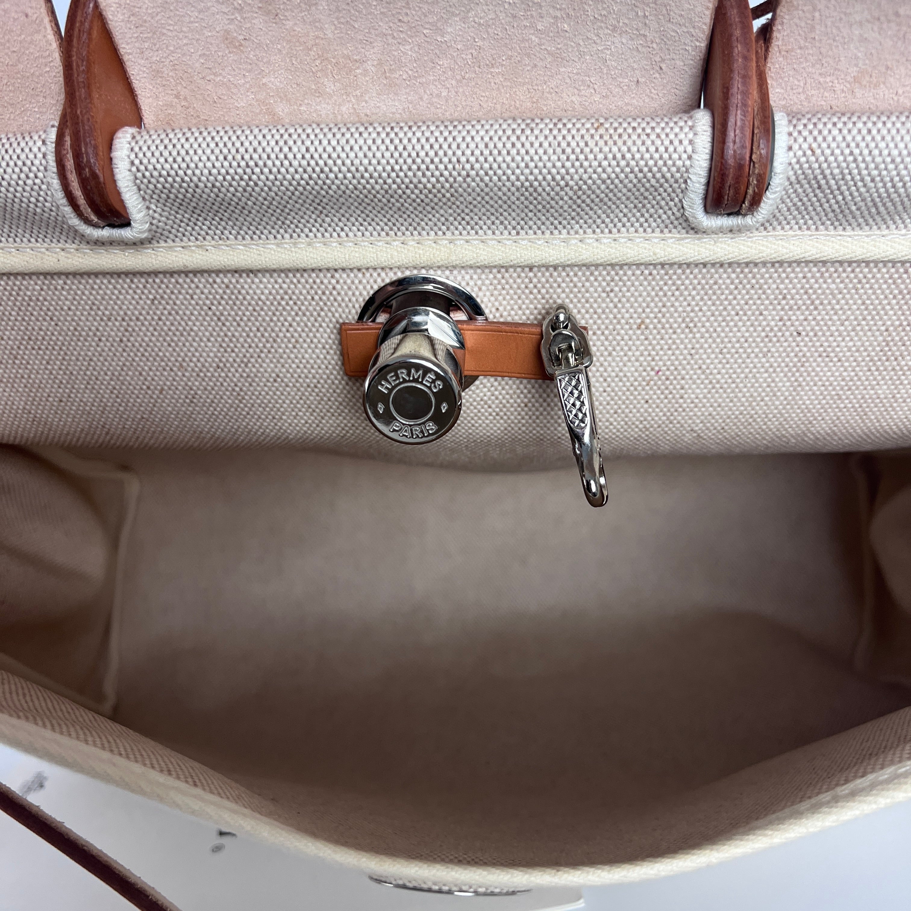 Sac à main HERMÈS Herbag 39 toile et cuir marron