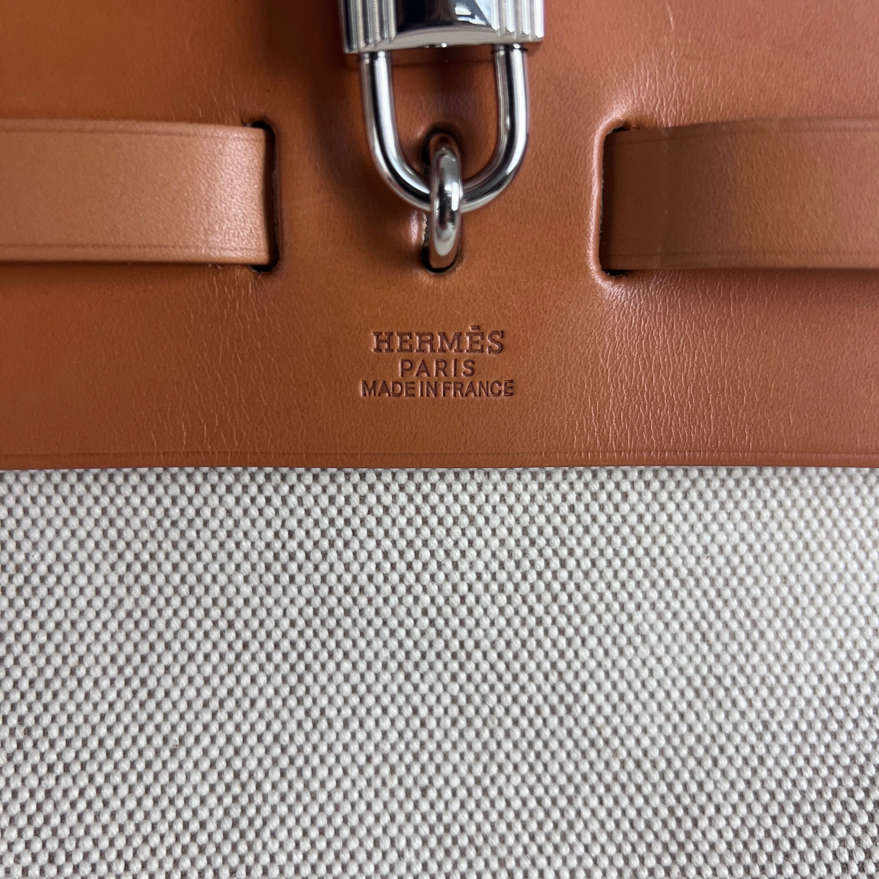 Sac à main HERMÈS Herbag 39 toile et cuir marron