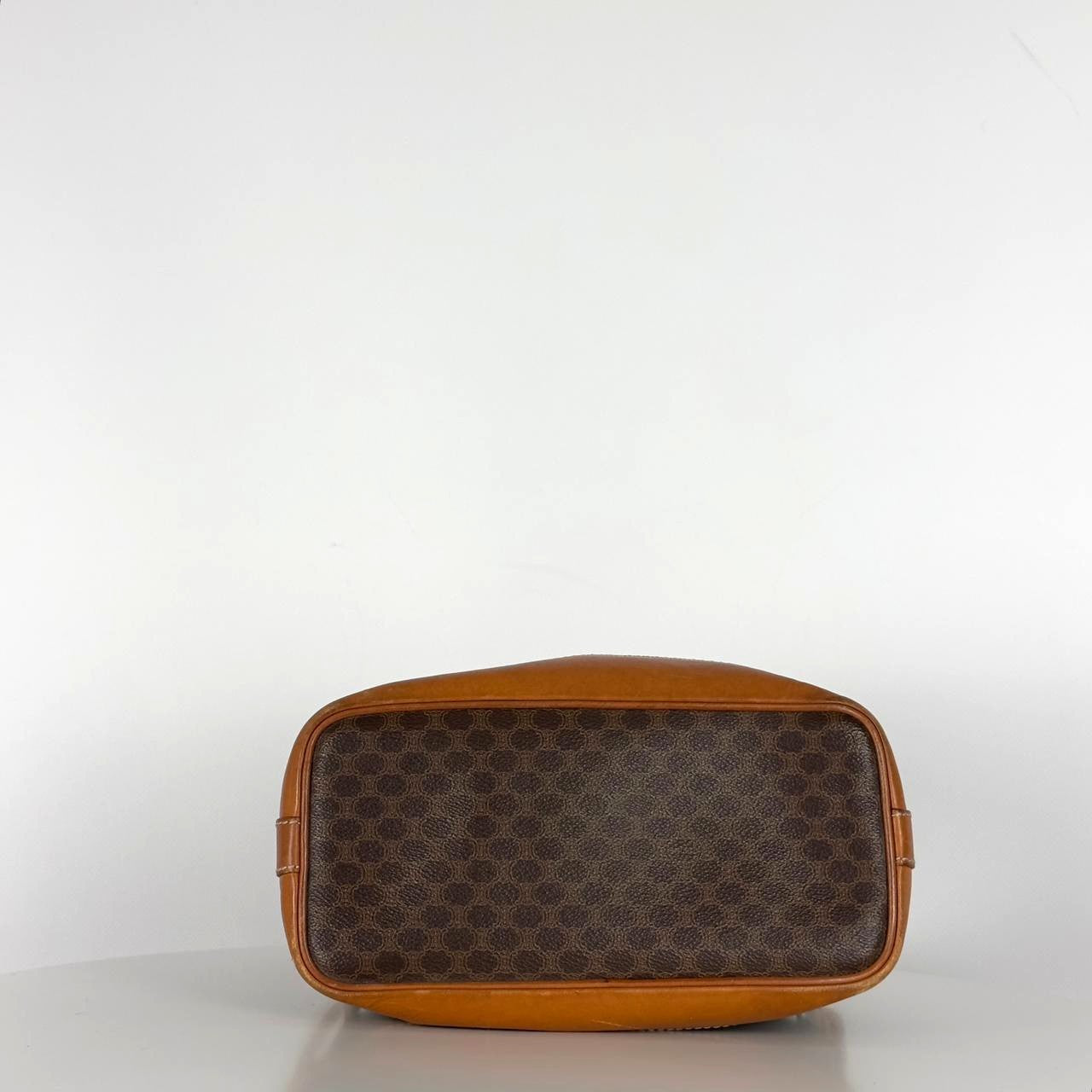 CELINE Bucket handbag in brown canvas and leather