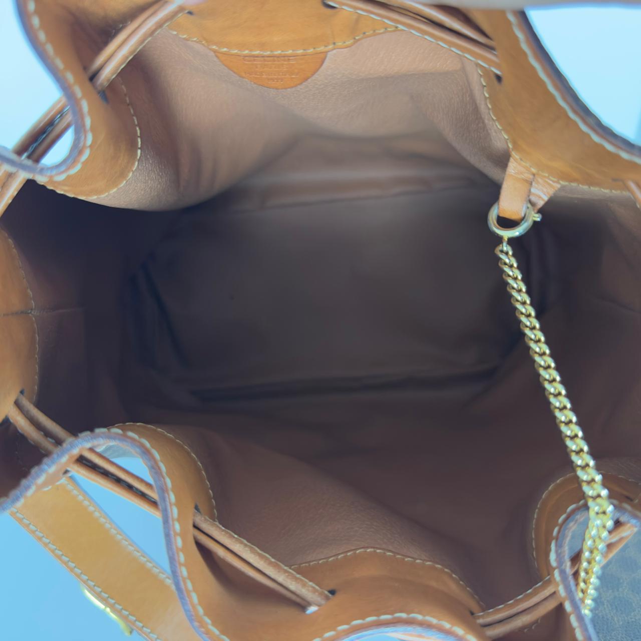 CELINE Bucket handbag in brown canvas and leather