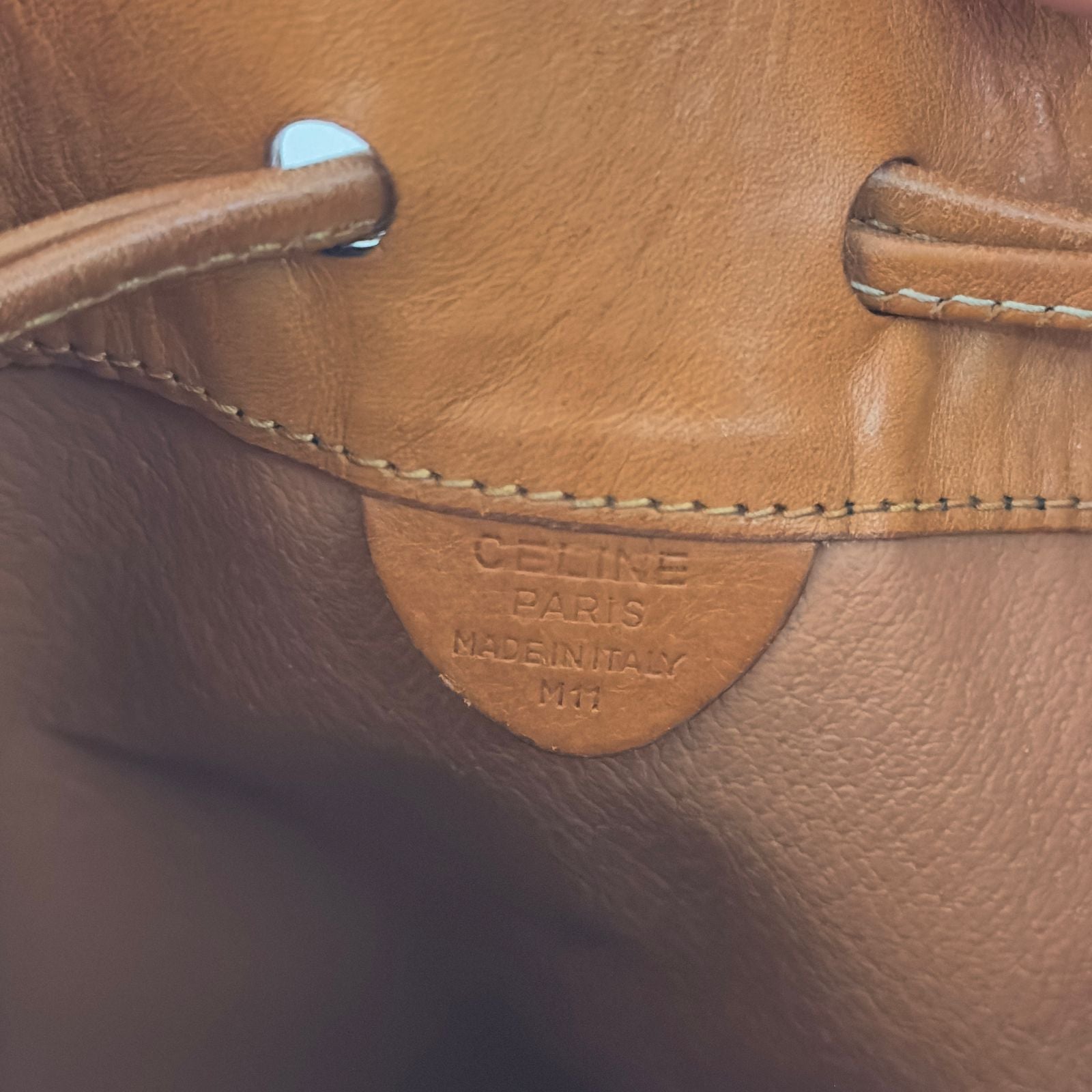 CELINE Bucket handbag in brown canvas and leather