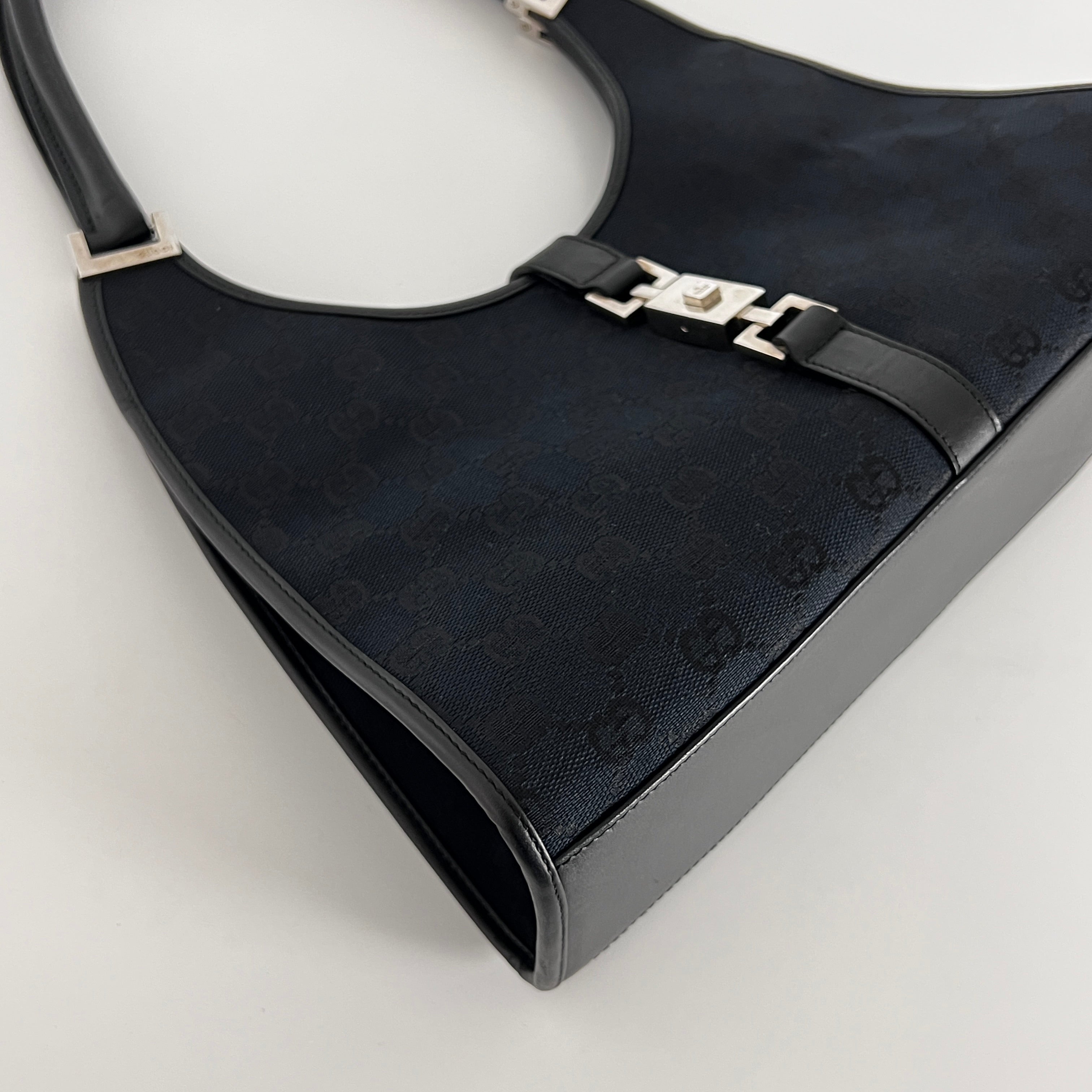 Sac à main GUCCI Jackie toile et cuir noir