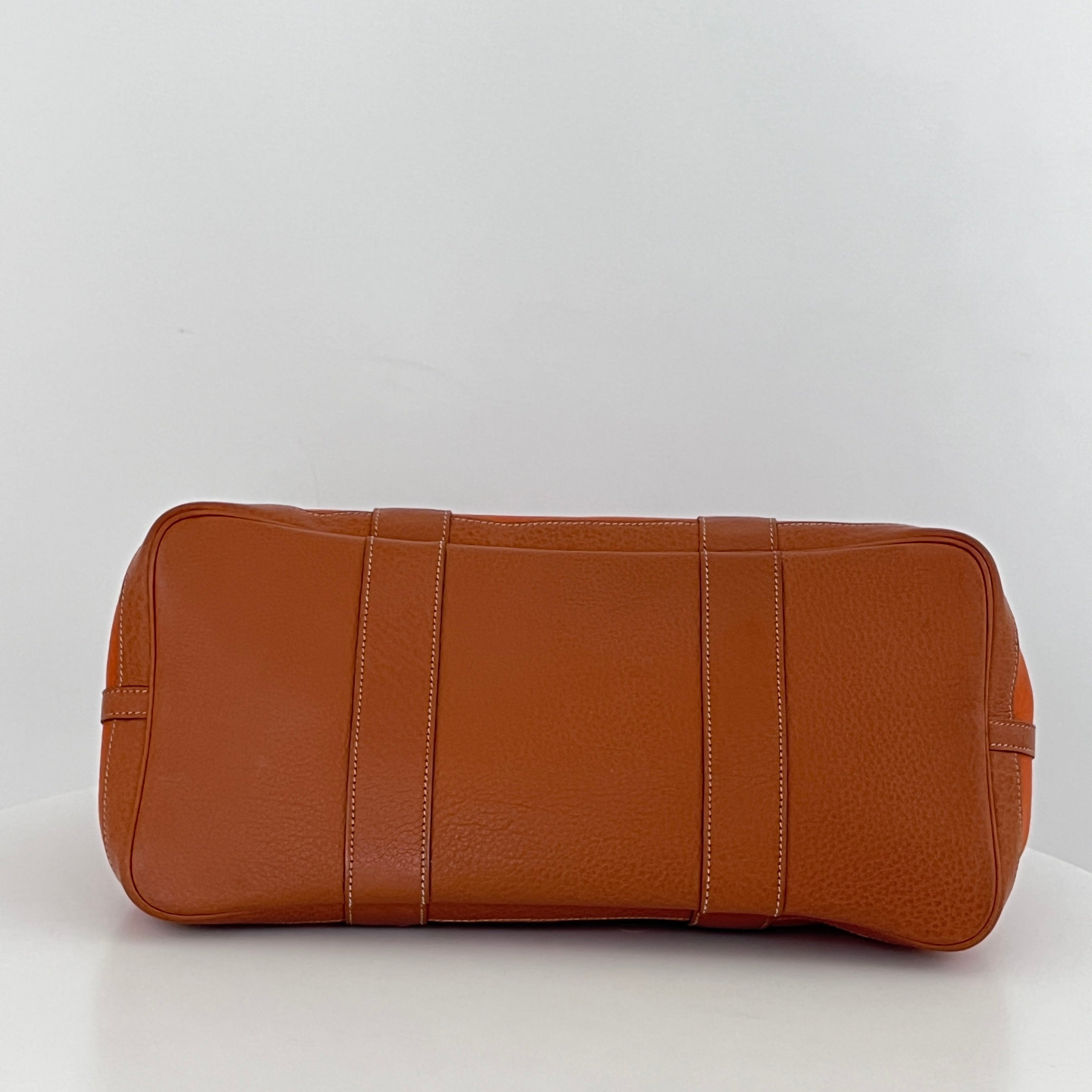 Sac à main HERMÈS Garden Party toile et cuir orange