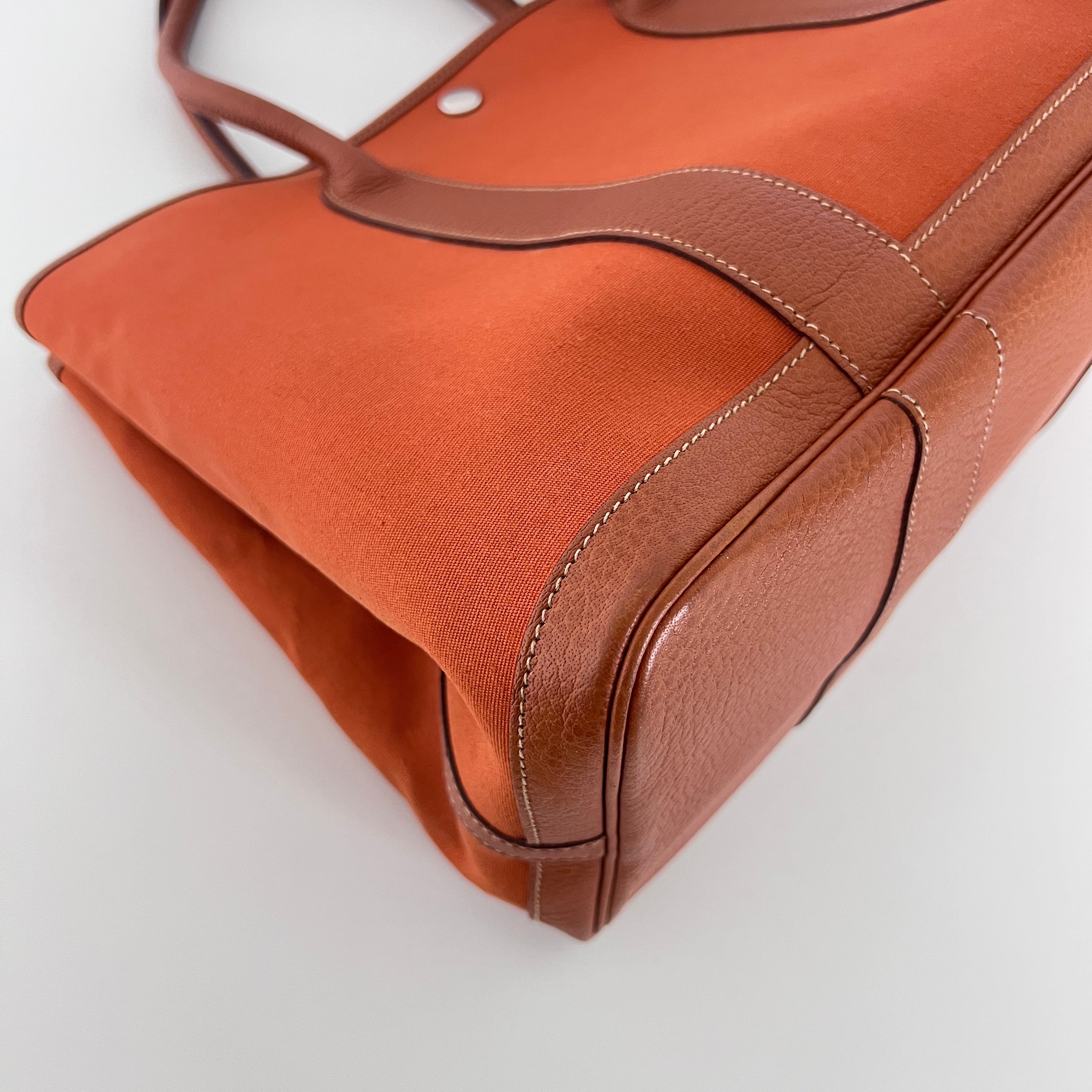 Sac à main HERMÈS Garden Party toile et cuir orange