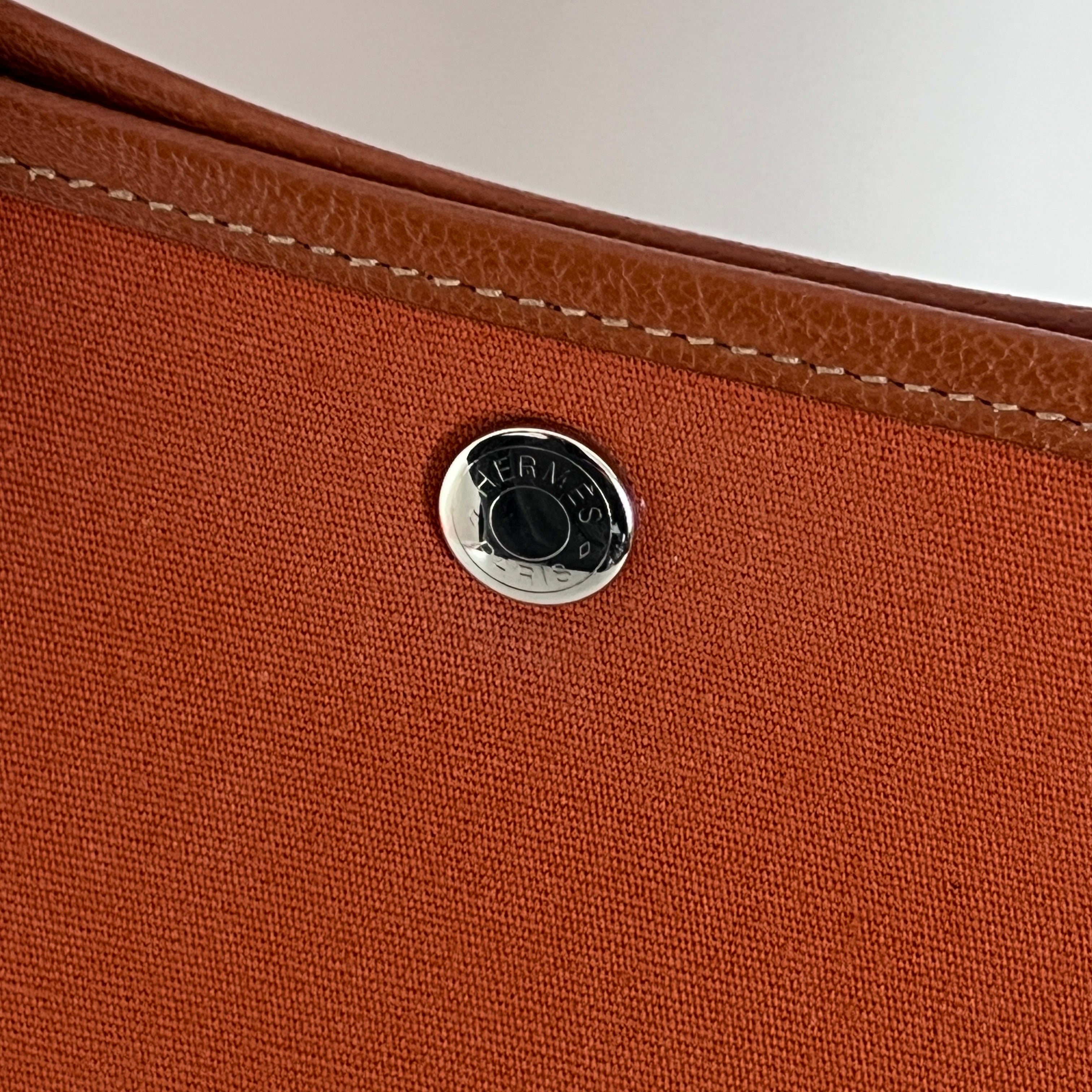 Sac à main HERMÈS Garden Party toile et cuir orange