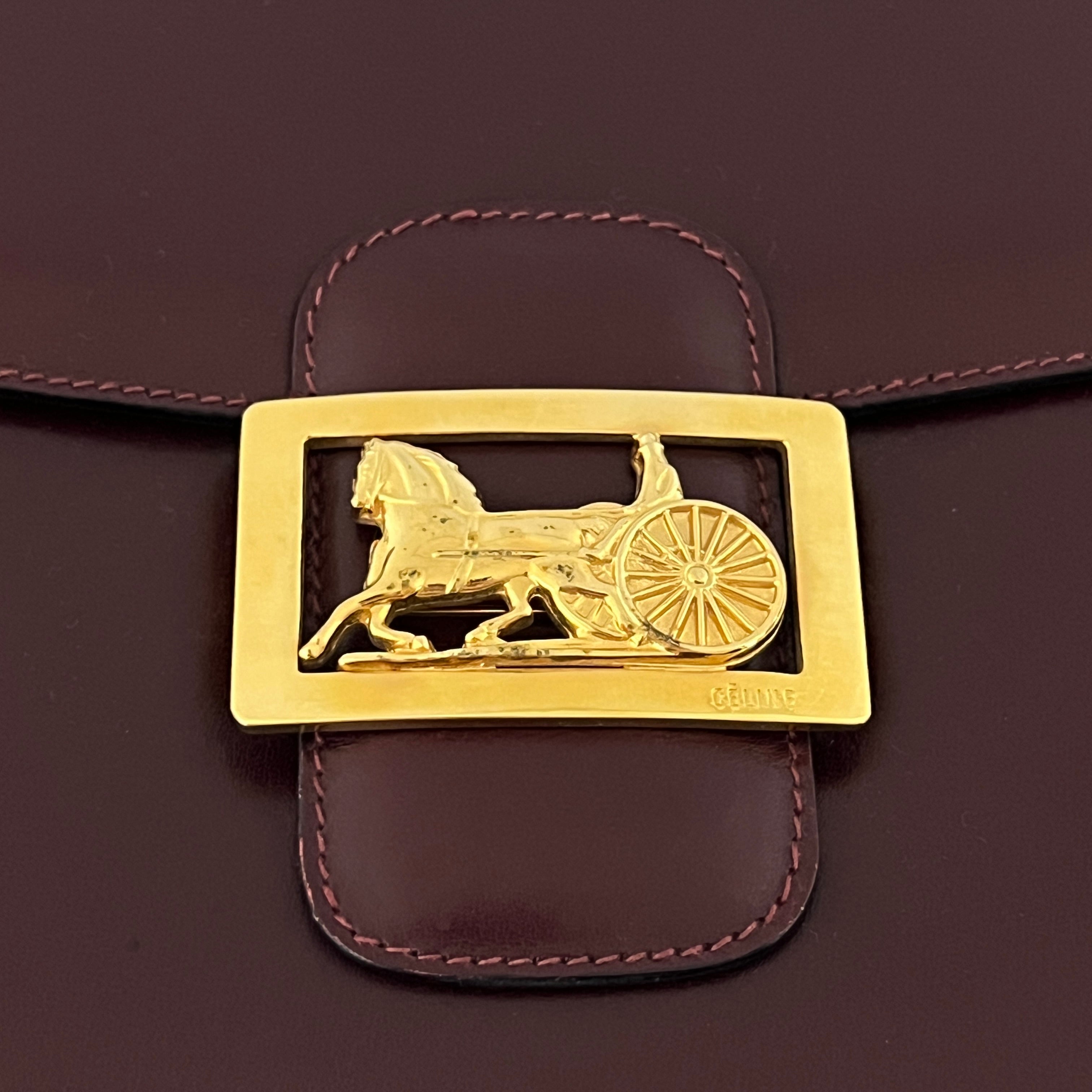 Sac à main CELINE Triomphe cuir bordeaux