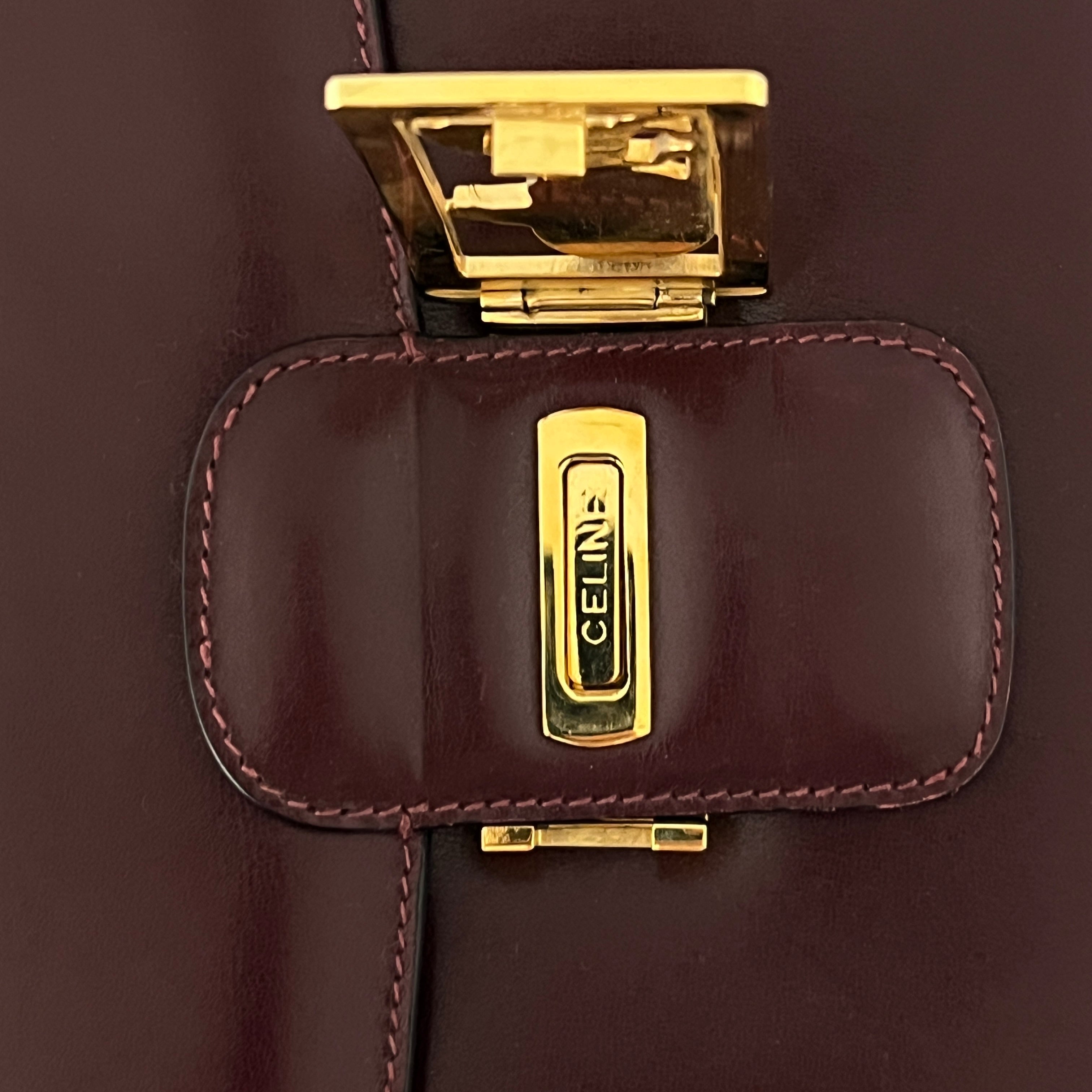 Sac à main CELINE Triomphe cuir bordeaux