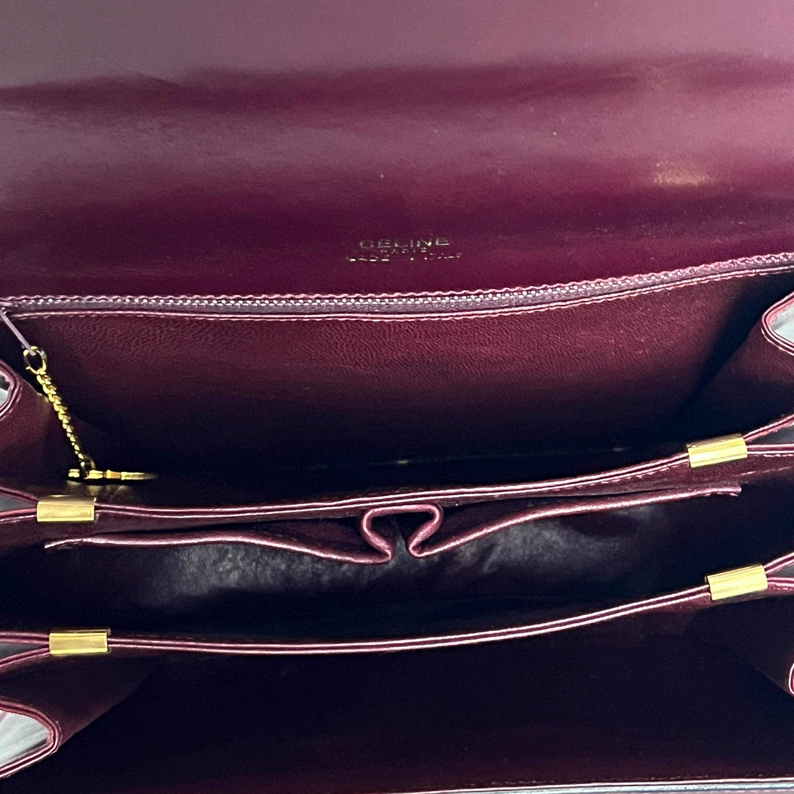 Sac à main CELINE Triomphe cuir bordeaux