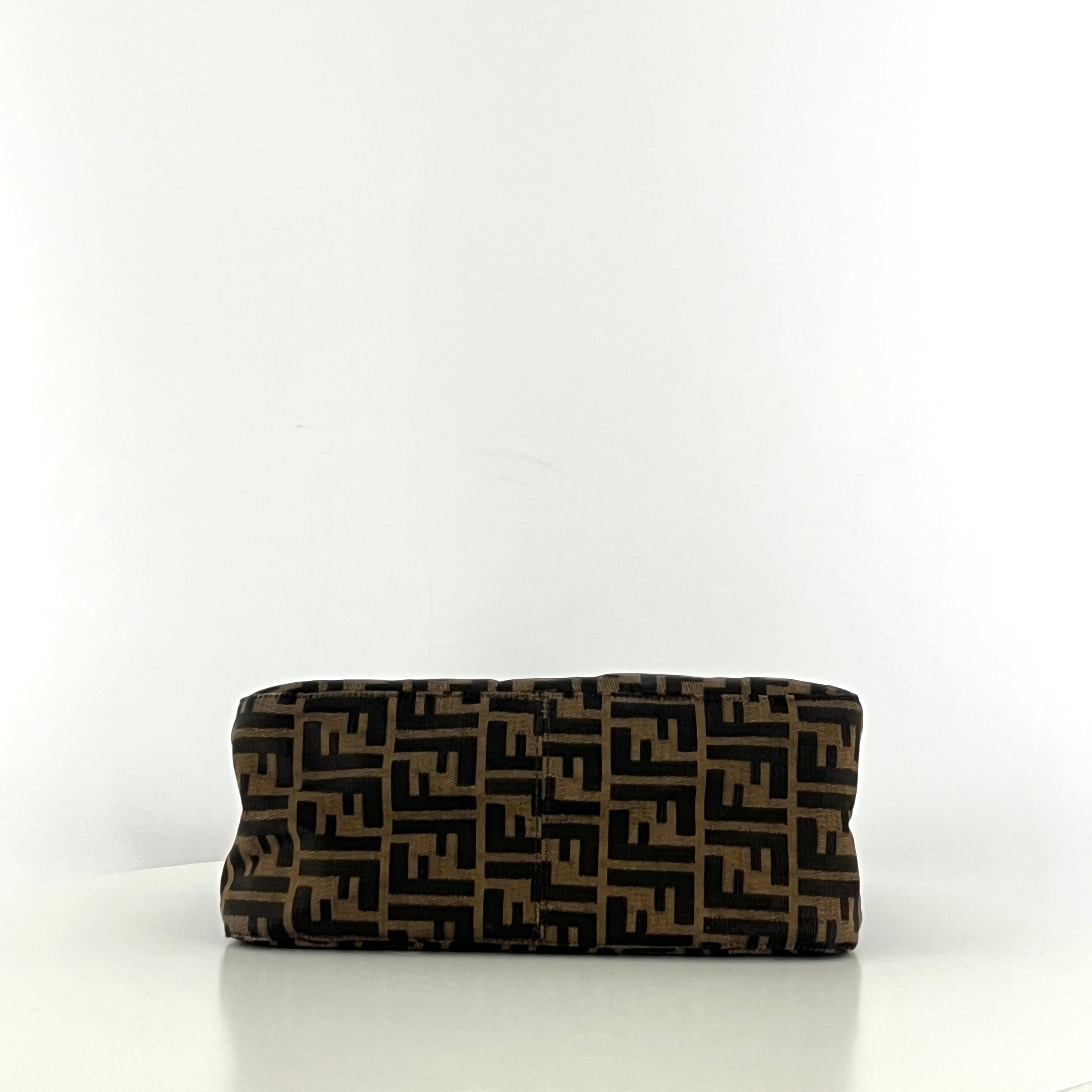 Sac à main FENDI Mamma toile et cuir marron