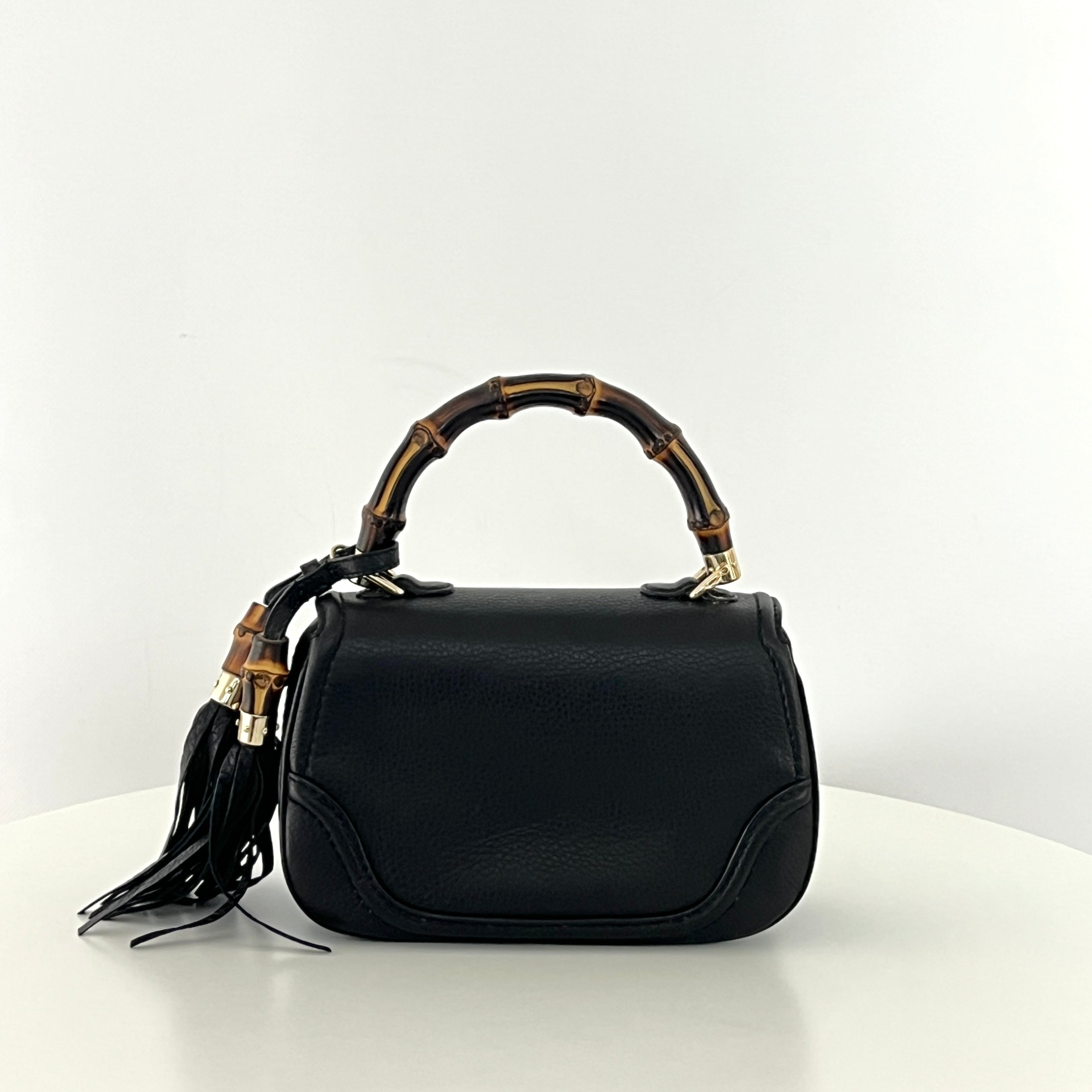 Sac à main GUCCI Bamboo 1947 cuir noir