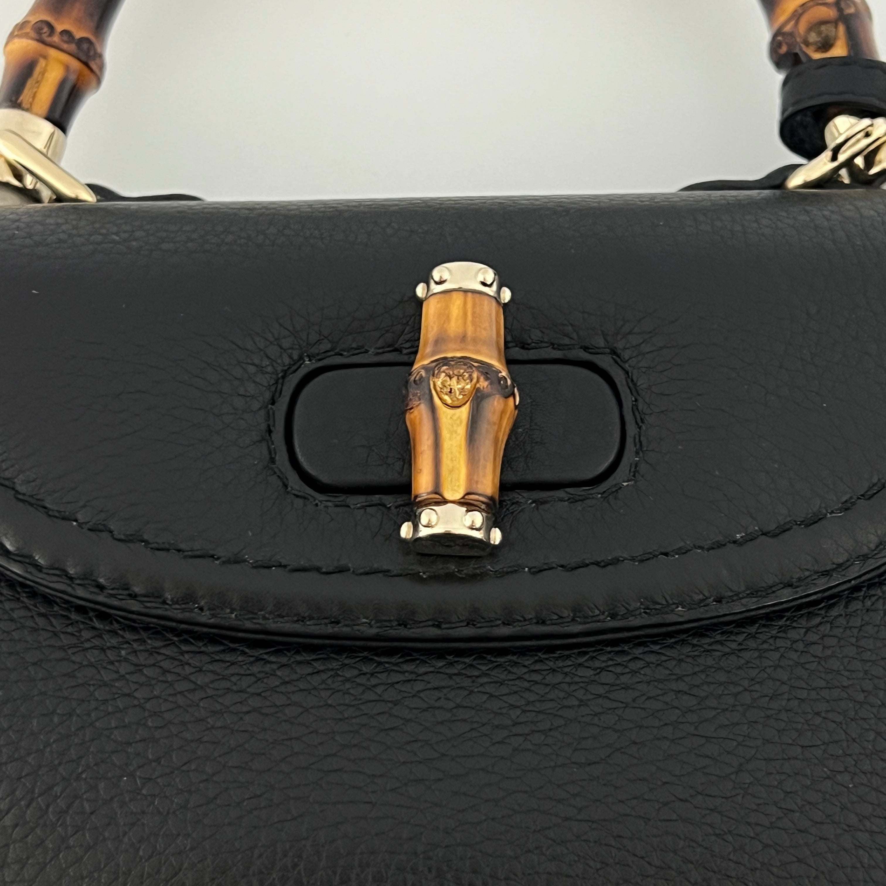 Sac à main GUCCI Bamboo 1947 cuir noir
