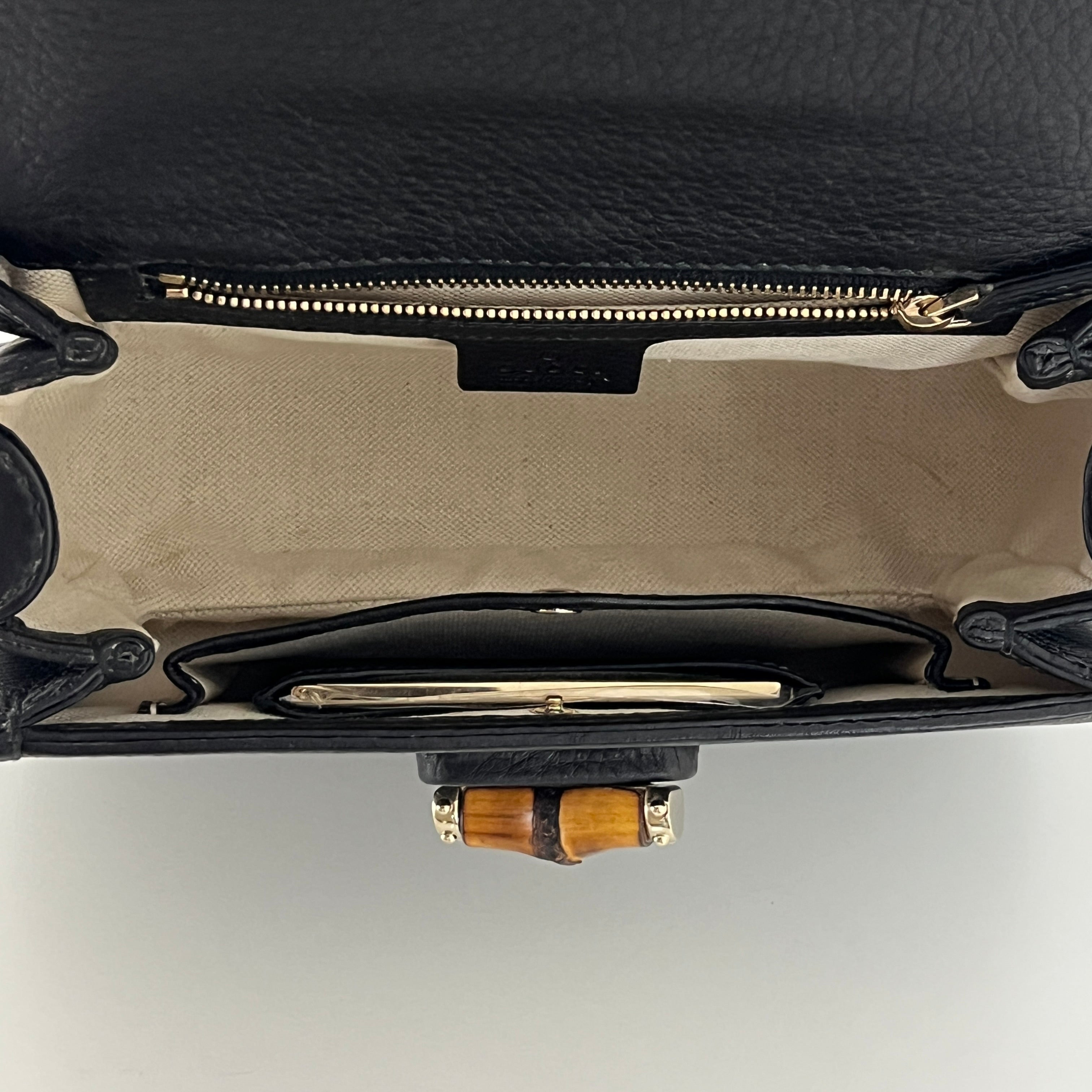 Sac à main GUCCI Bamboo 1947 cuir noir