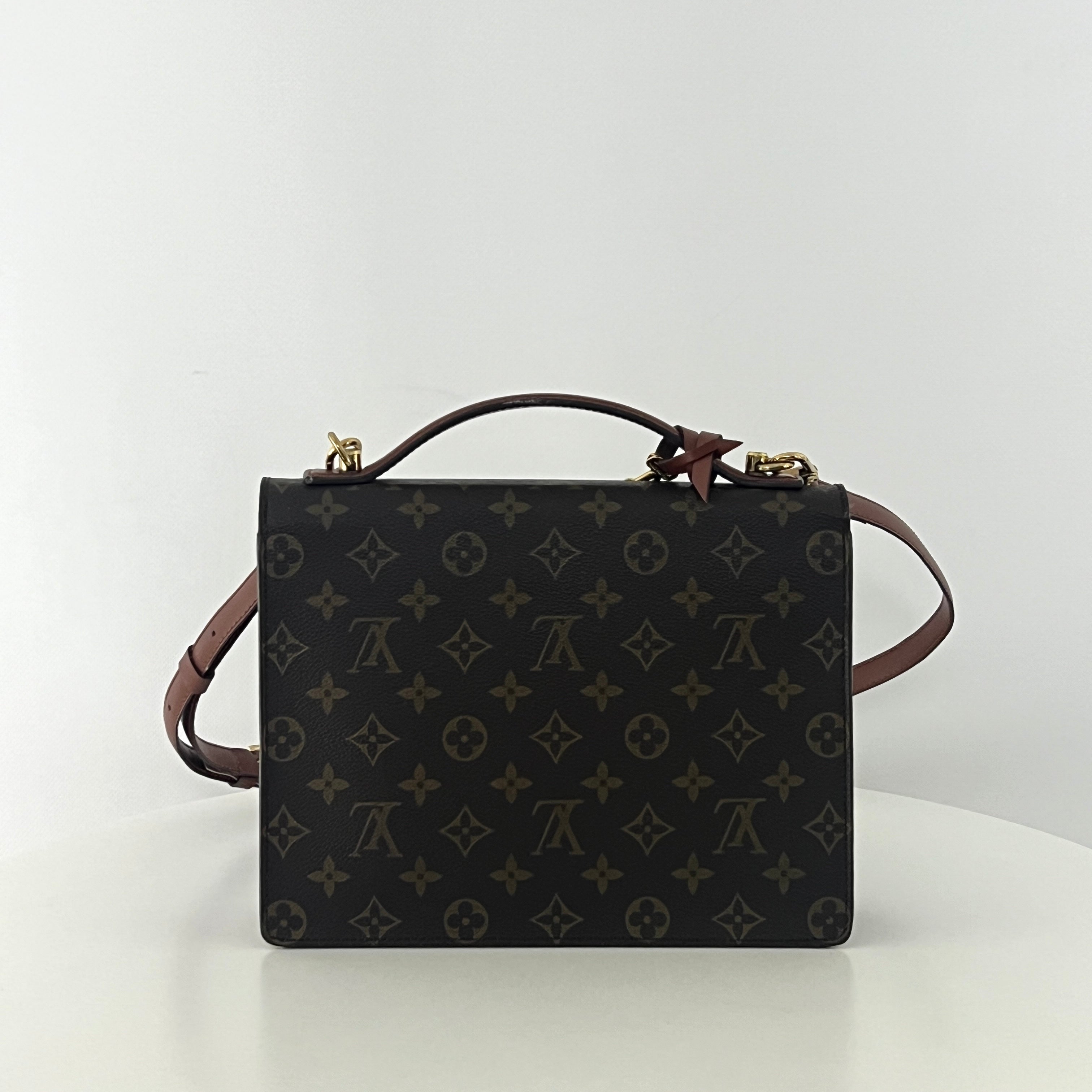 Sac à main LOUIS VUITTON Monceau toile et cuir marron