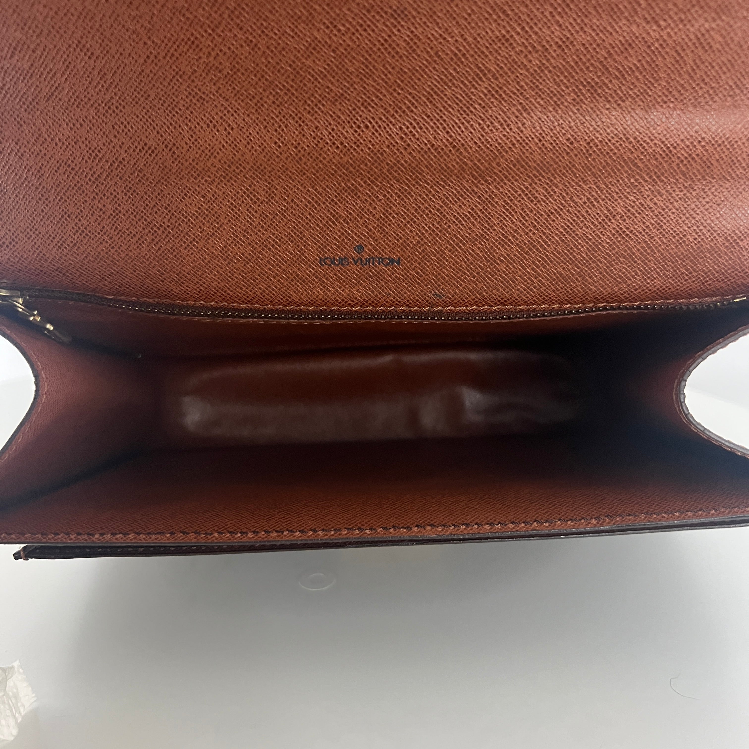 Sac à main LOUIS VUITTON Monceau toile et cuir marron