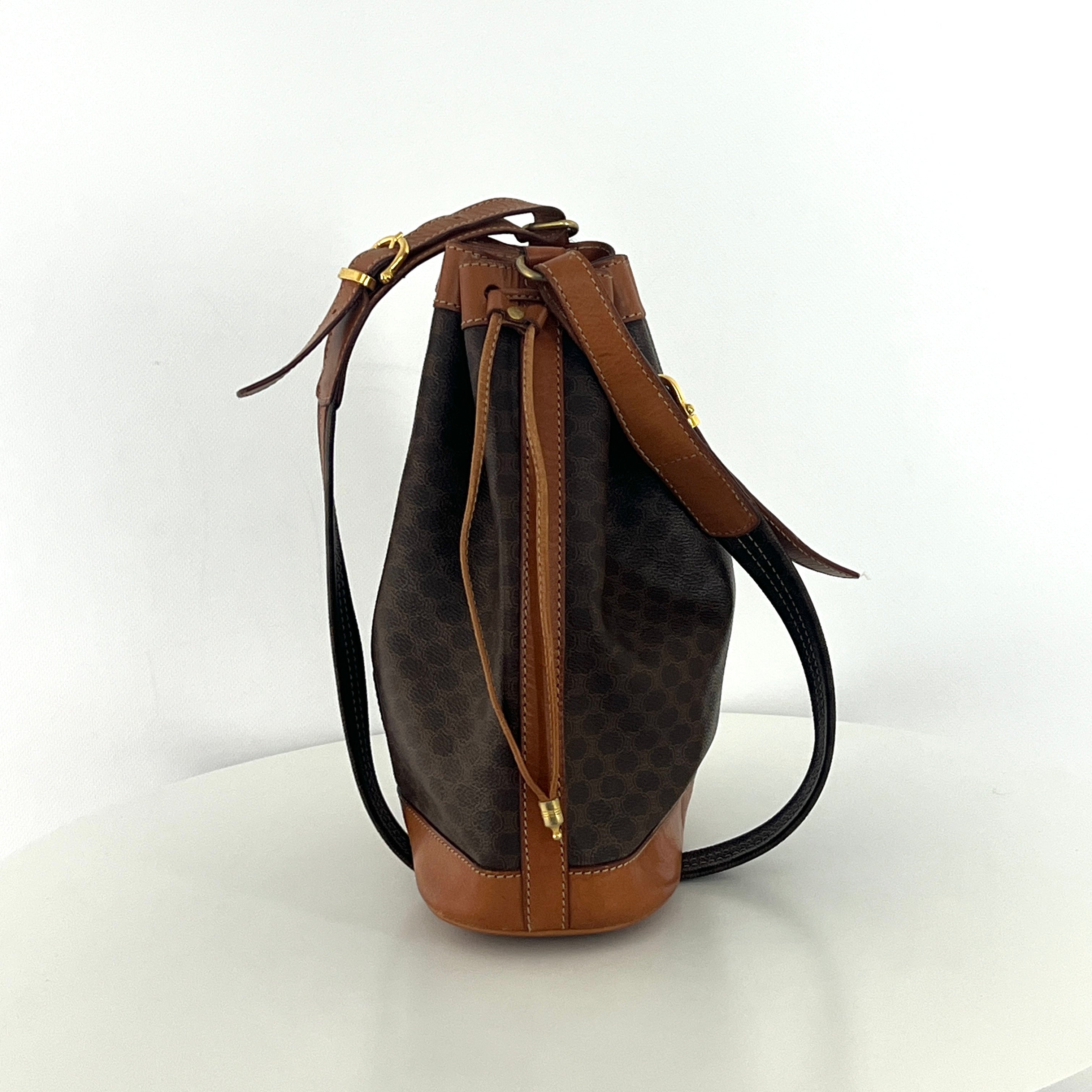 Sac à main CELINE Seau toile et cuir marron