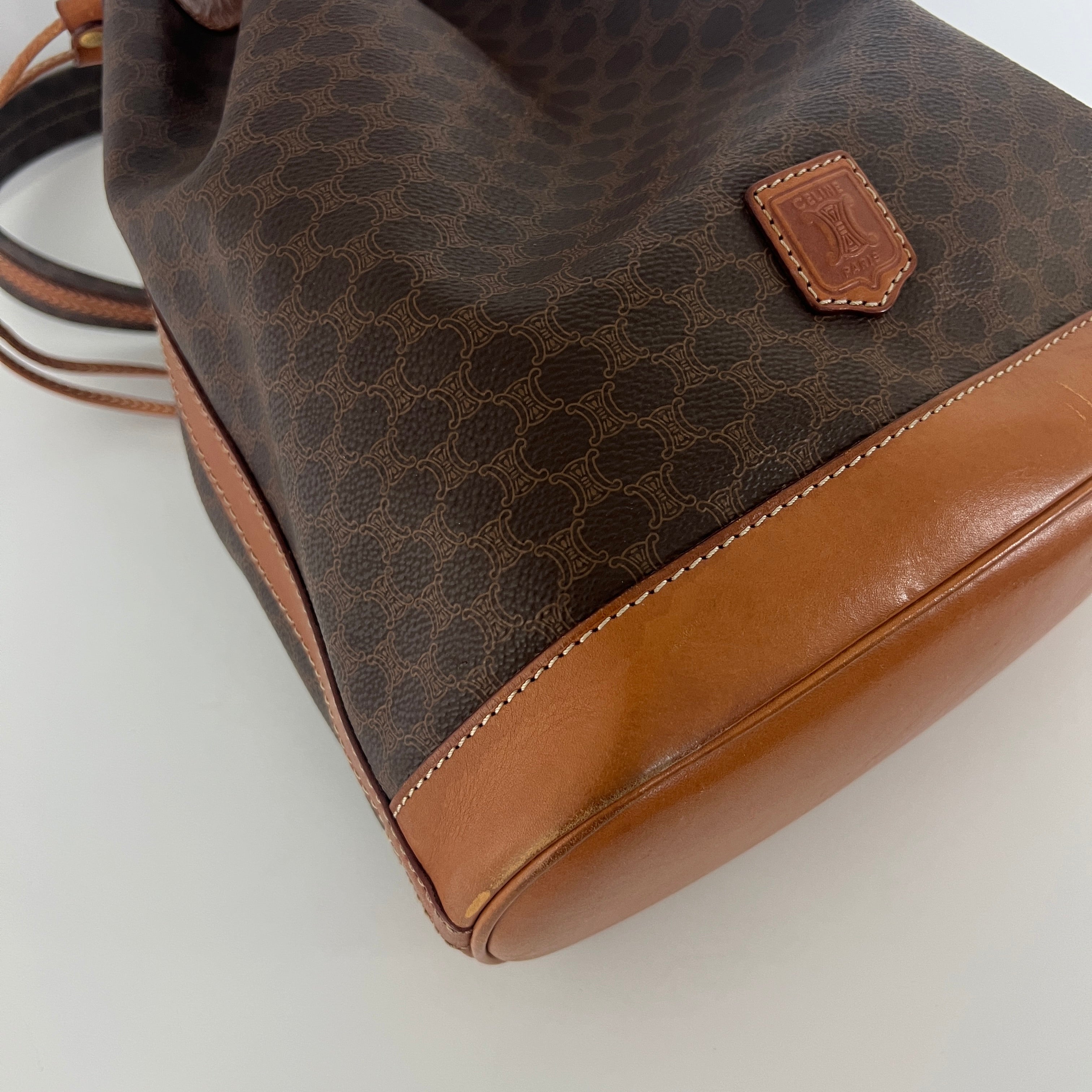 Sac à main CELINE Seau toile et cuir marron