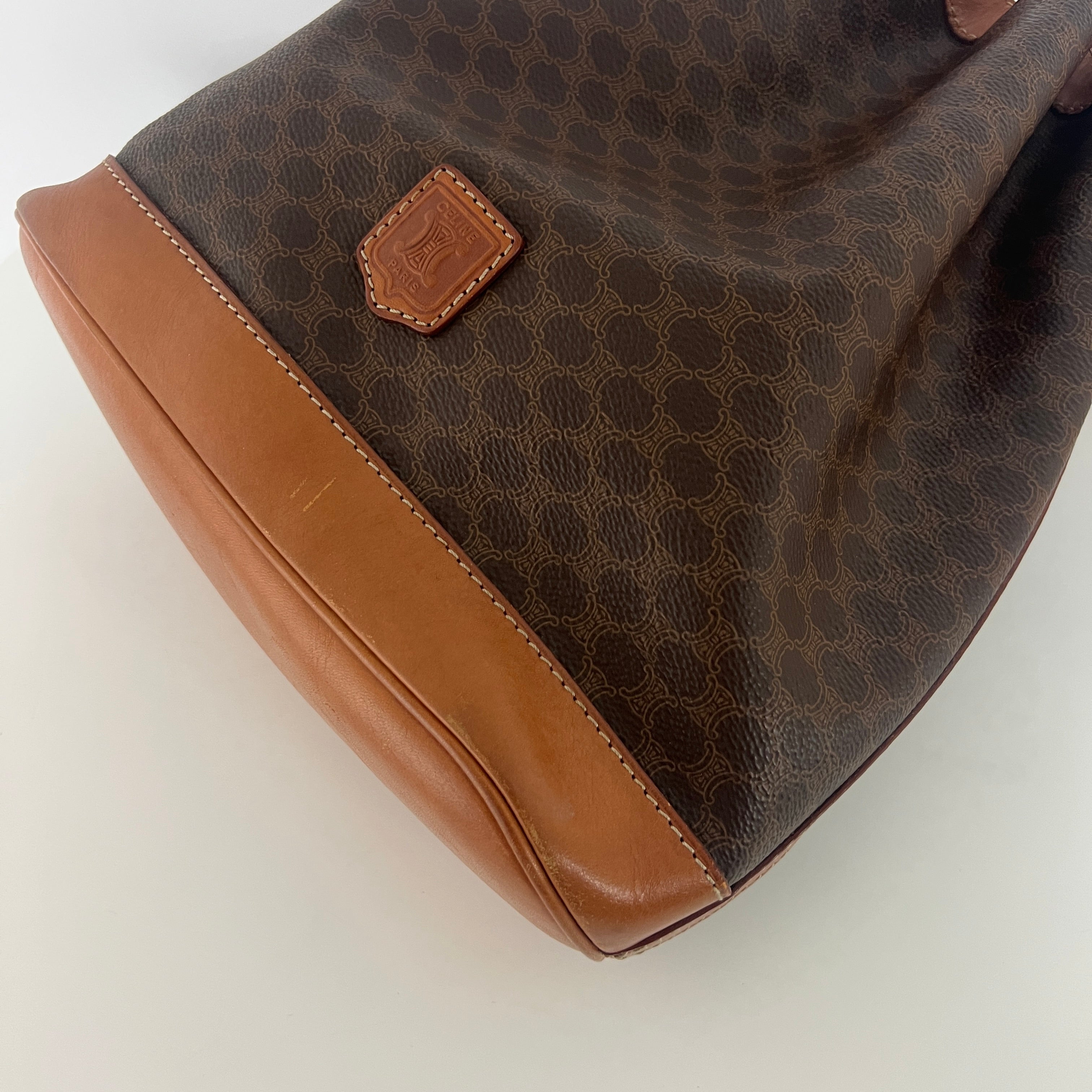 Sac à main CELINE Seau toile et cuir marron