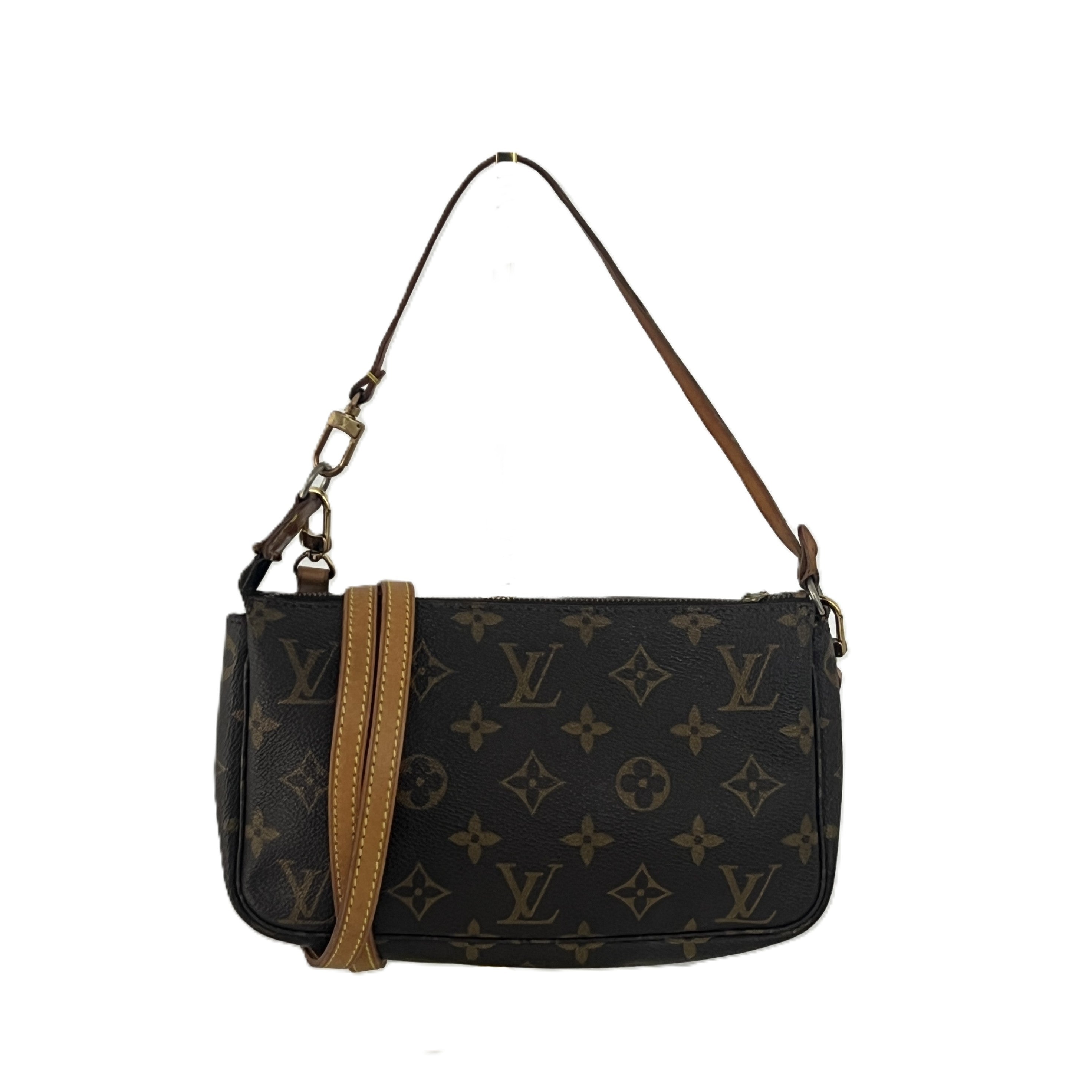 Sac à main LOUIS VUITTON Pochette Accessoires toile et cuir marron