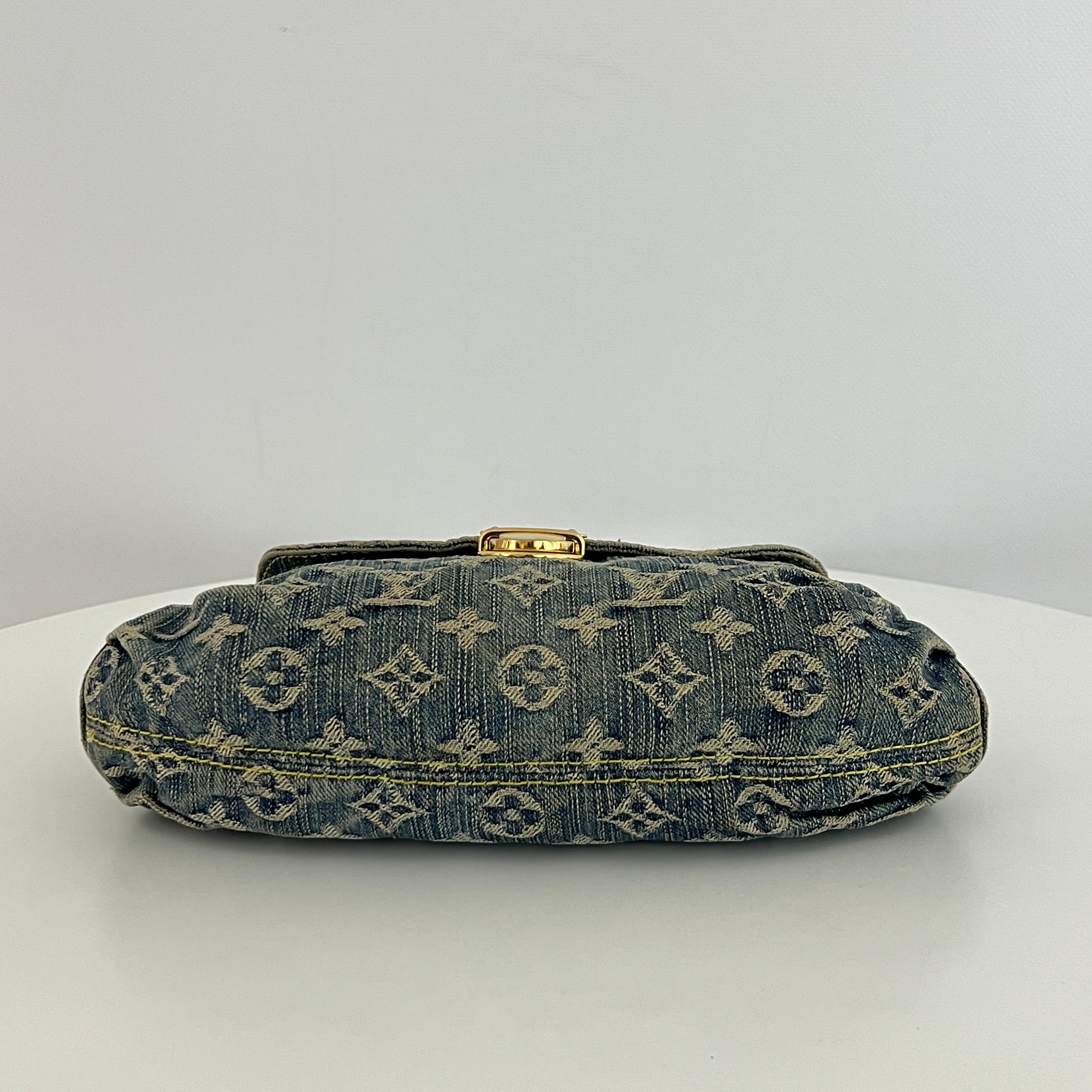 Sac à main LOUIS VUITTON Pleaty Denim toile et cuir bleu